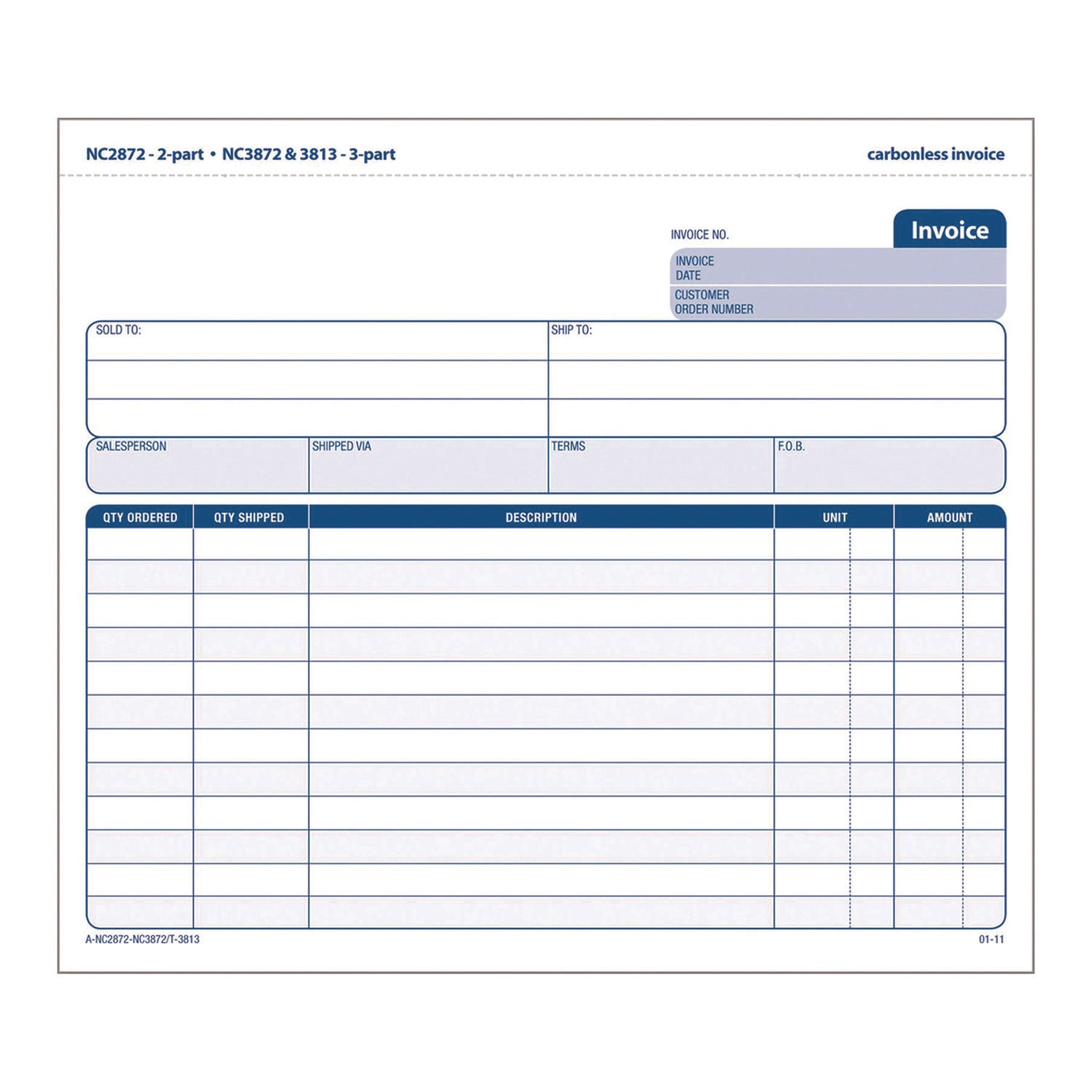 Adams® Multipart General-Purpose Invoice Forms, Two-Part Carbonless, 8.5 x 6.94, 50 Forms Total