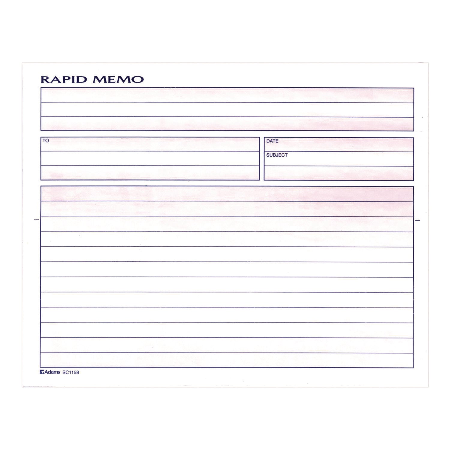 Adams® Rapid Memo Pad, Two-Part Carbonless, 8.5 x 7.75, 50 Forms Total