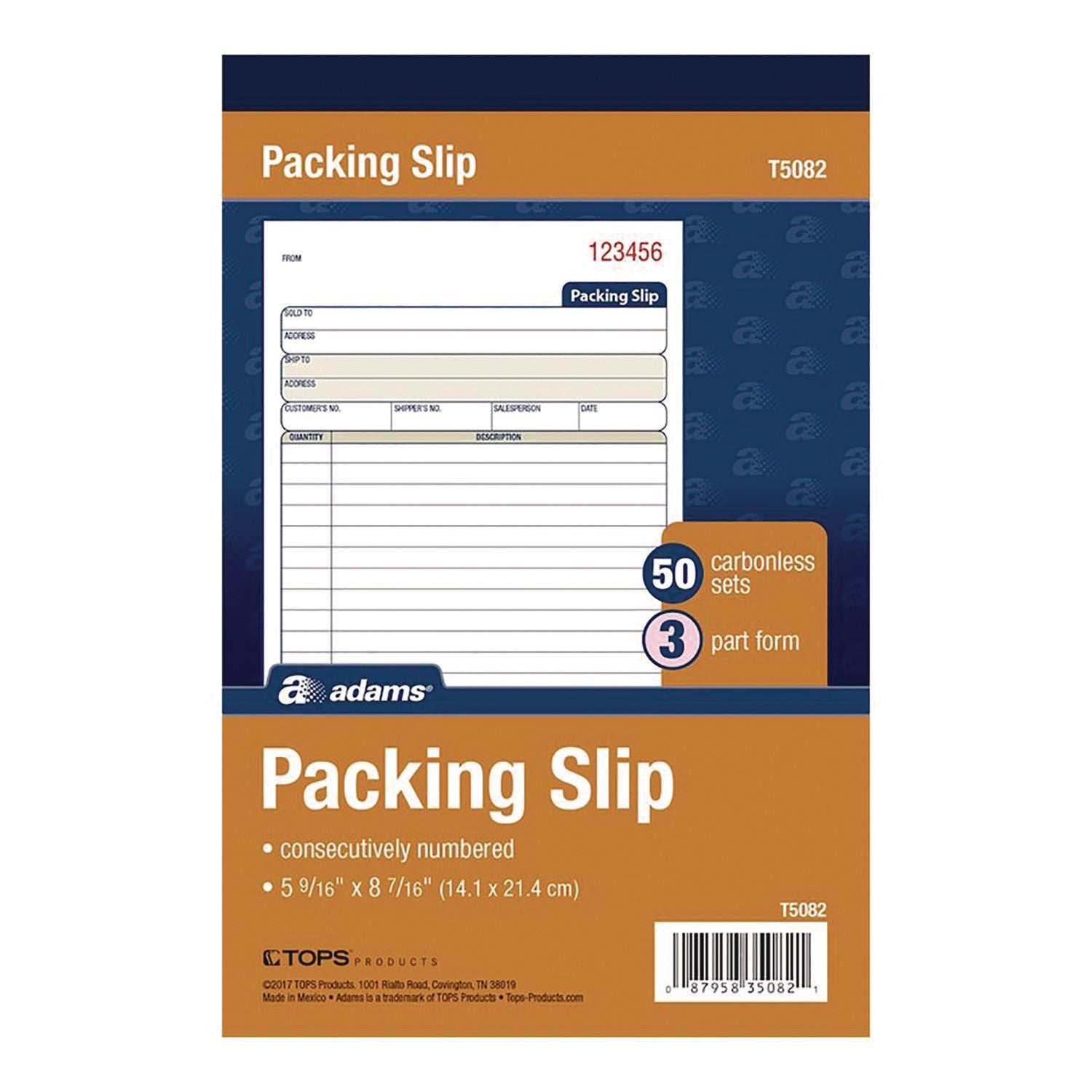 Adams® Multipart Packing List Forms, Three-Part Carbonless, 5.56 x 7.94, 50 Forms Total