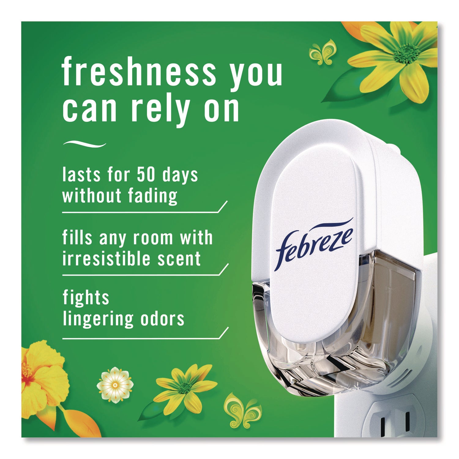 Febreze® PLUG Air Freshener Warmer Starter Kit, Clear/White, with (2) Gain Original Refills