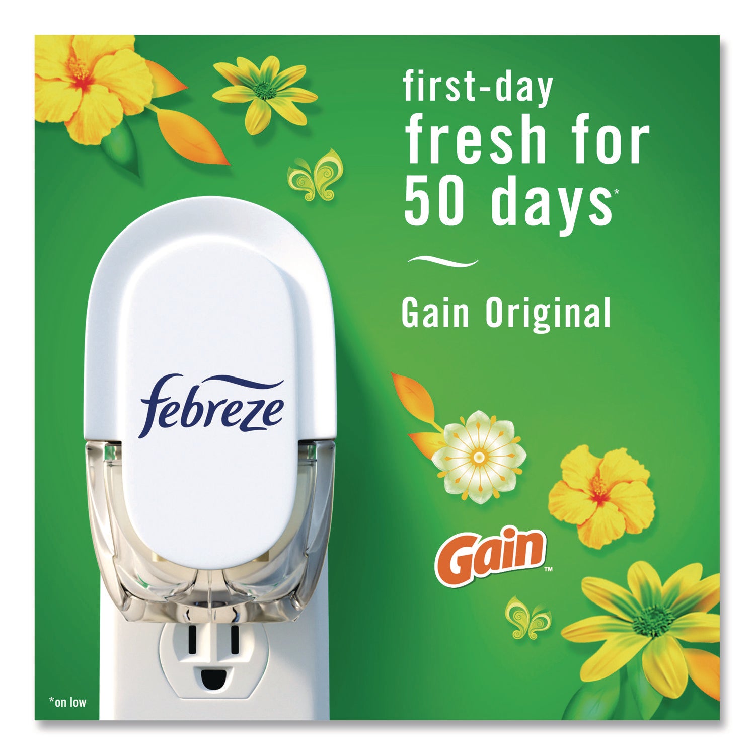 Febreze® PLUG Air Freshener Warmer Starter Kit, Clear/White, with (2) Gain Original Refills