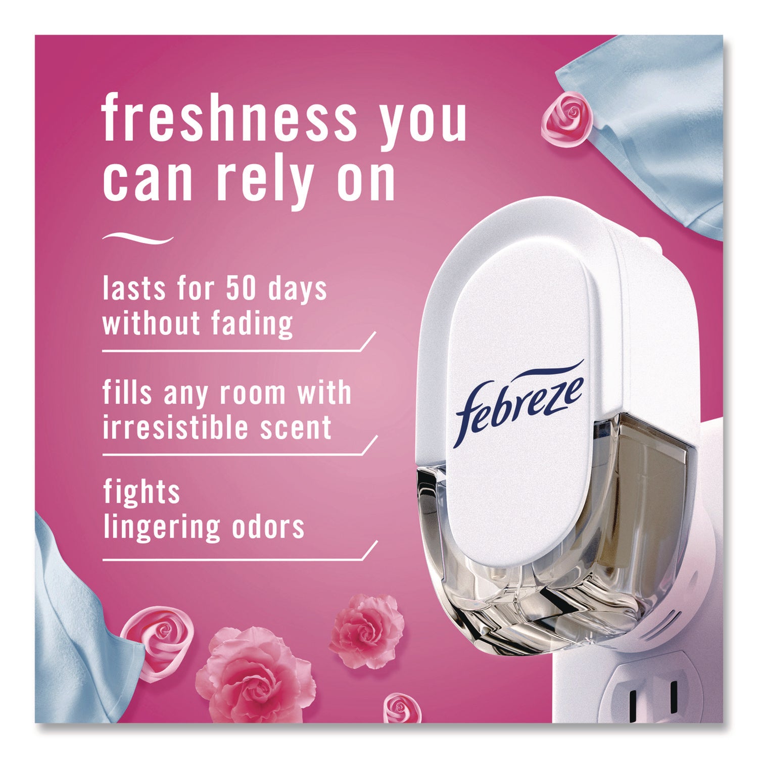 Febreze® Air Freshener Warmer Starter Kit, Clear/White, with (2) Downy April Fresh Refills