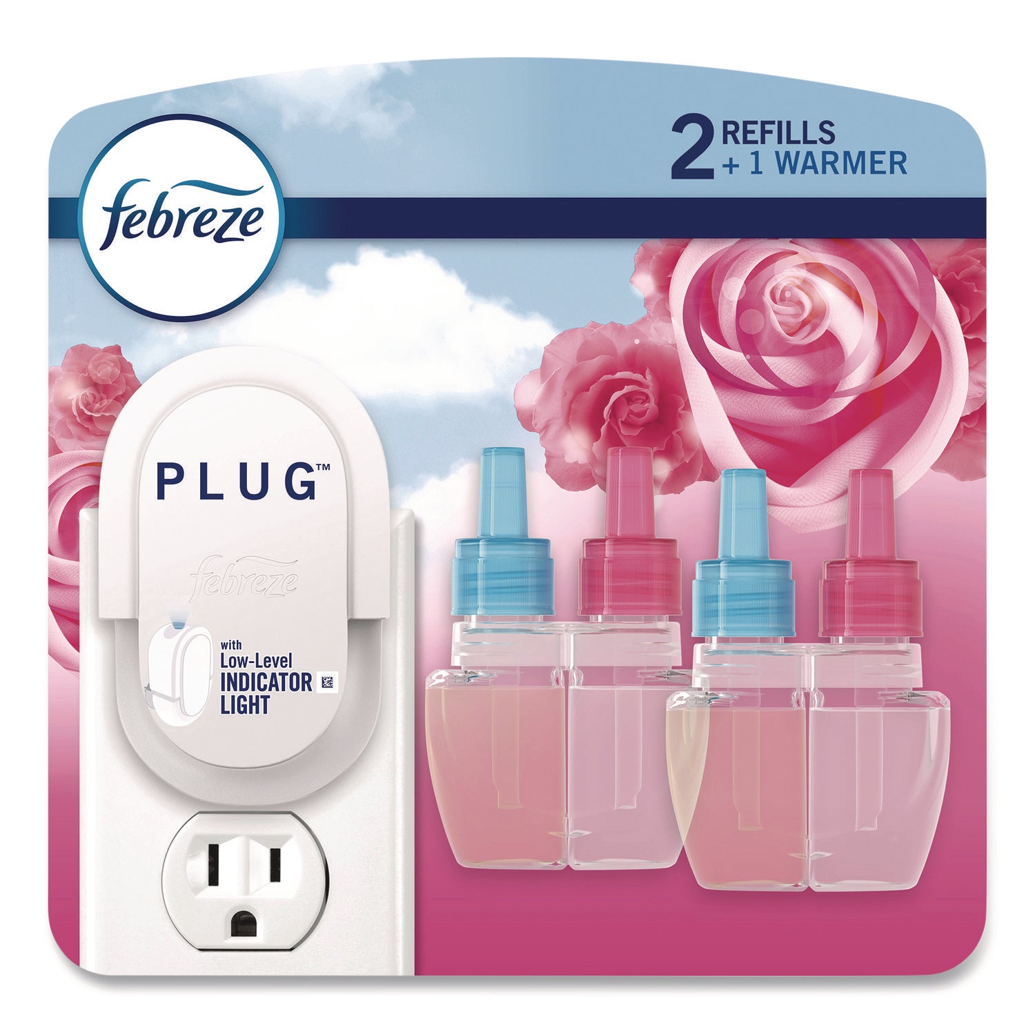 Febreze® Air Freshener Warmer Starter Kit, Clear/White, with (2) Downy April Fresh Refills