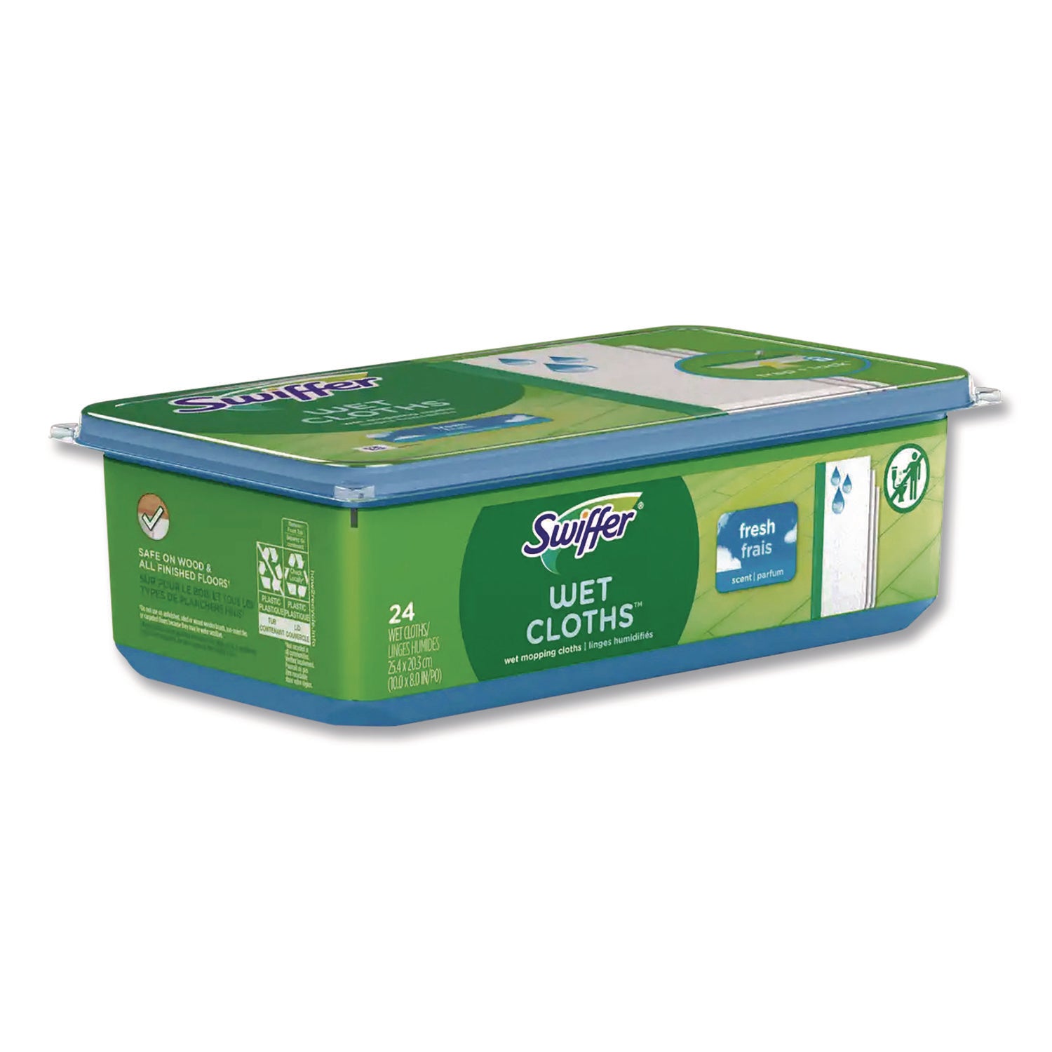 Swiffer® Wet Refill Cloths, 8 x 10, Fresh Scent, White, 24/Pack, 6 Packs/Carton