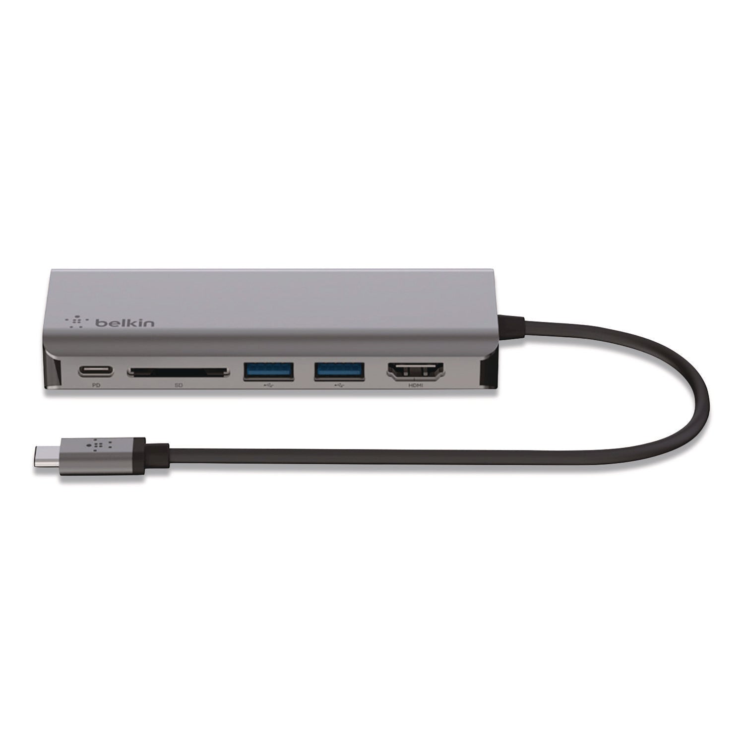 Belkin® Connect 6-in-1 USB-C Multiport Adapter Hub, 6-Port, Gray