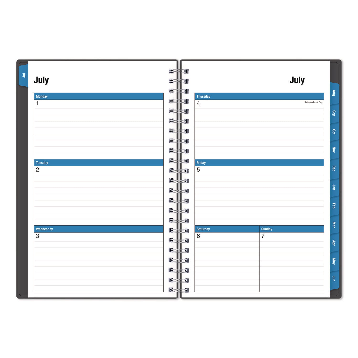 Blue Sky® Collegiate Academic Year Weekly/Monthly Planner, 8 x 5, Charcoal Gray Cover, 12-Month: July 2024 to June 2025