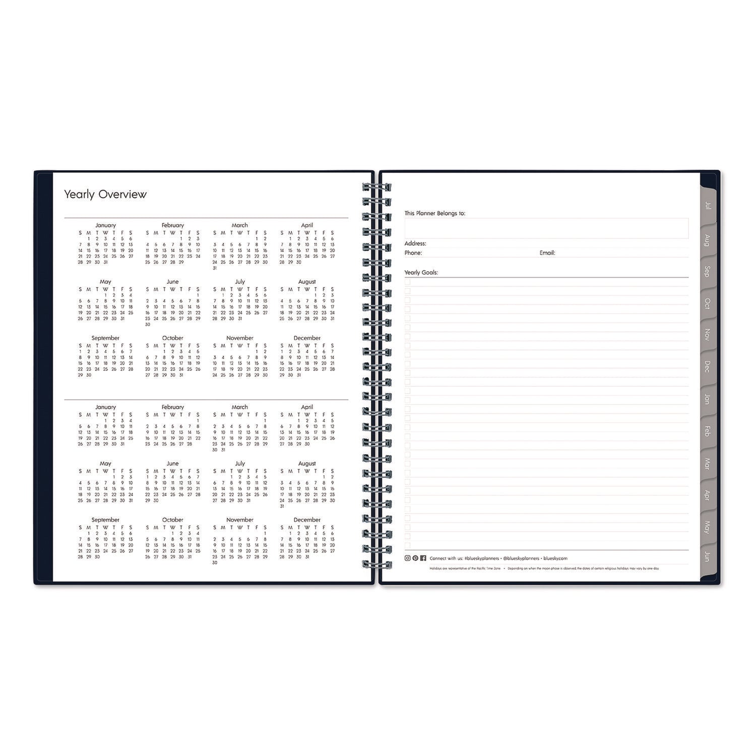 Blue Sky® Passages Academic Year Weekly/Monthly Planner, 9 x 7, Navy Blue Cover, 12-Month: July 2024 to June 2025