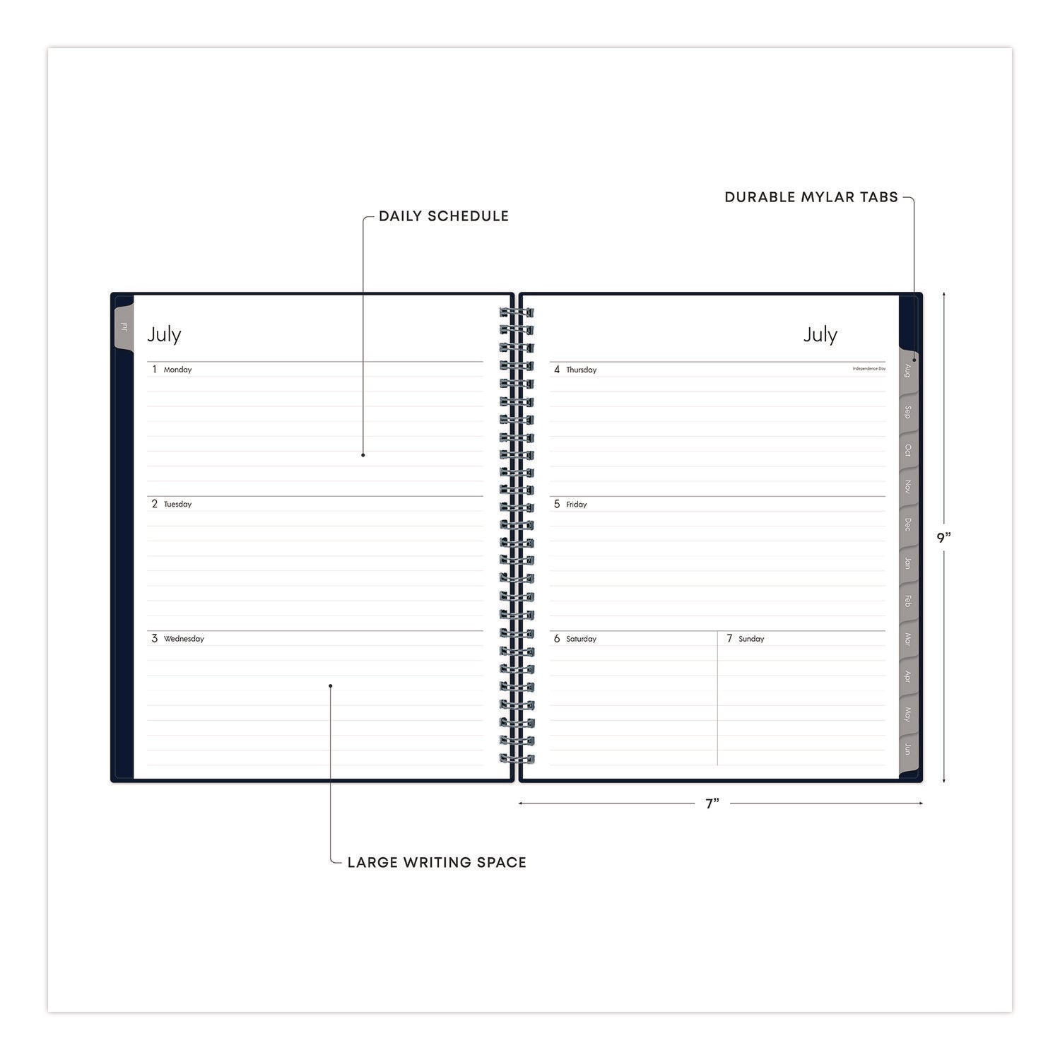 Blue Sky® Passages Academic Year Weekly/Monthly Planner, 9 x 7, Navy Blue Cover, 12-Month: July 2024 to June 2025