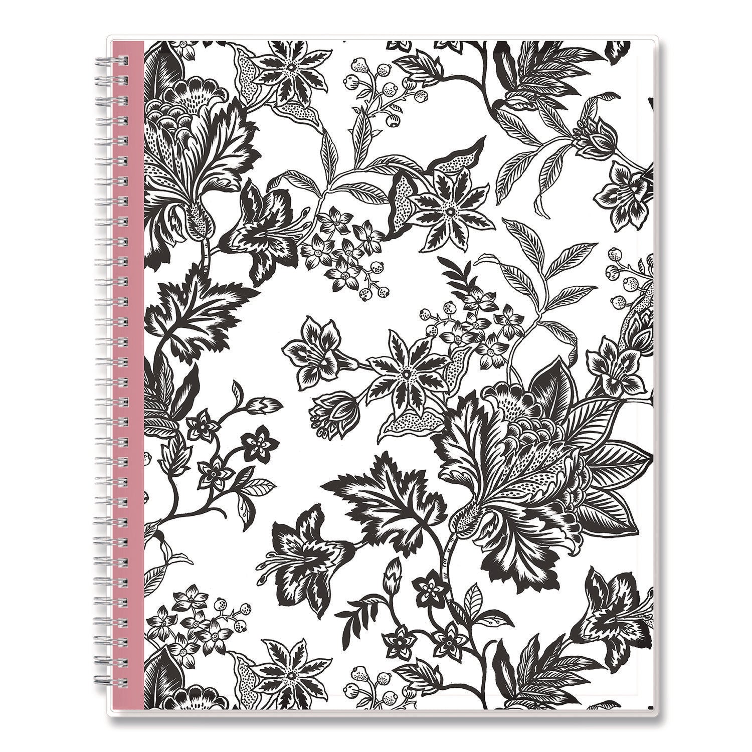 Blue Sky® Analeis Create-Your-Own Cover Weekly/Monthly Planner, Floral Artwork, 11 x 8.5, White/Black/Coral, 12-Month (Jan-Dec): 2025