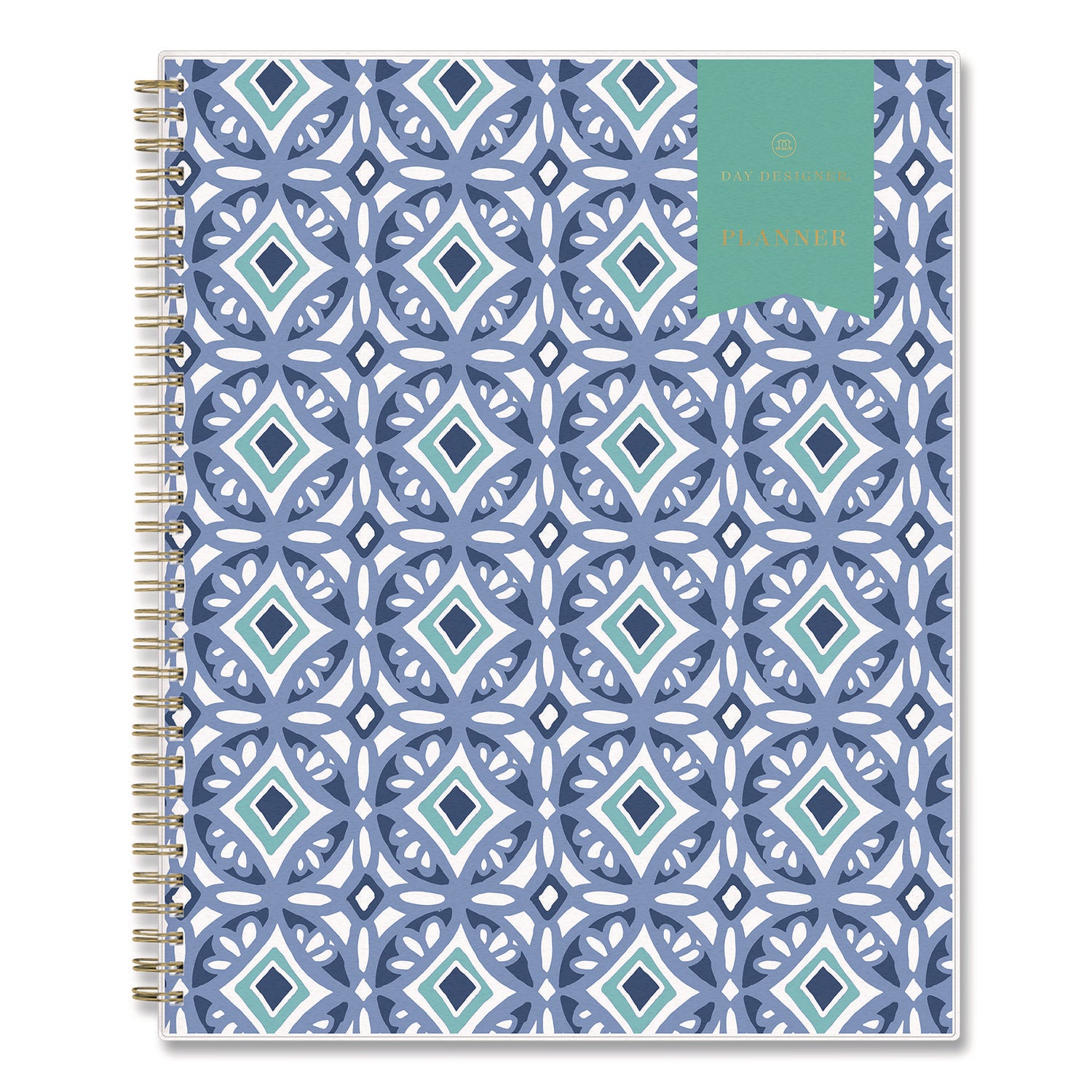 Blue Sky® Day Designer Tile Weekly/Monthly Planner, Geometric Artwork, 11 x 8.5, Blue/White Cover, 12-Month (Jan to Dec): 2025