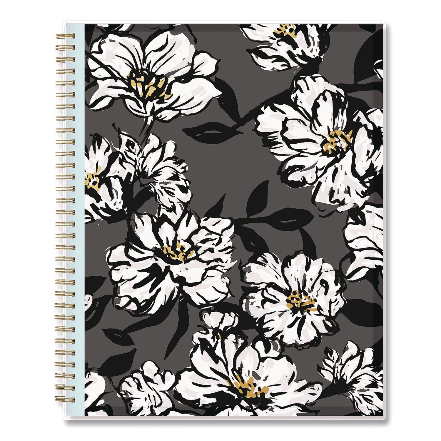 Blue Sky® Baccara Dark Create-Your-Own Cover Weekly/Monthly Planner, Floral, 11 x 8.5, Gray/White/Gold Cover, 12-Month (Jan-Dec): 2025