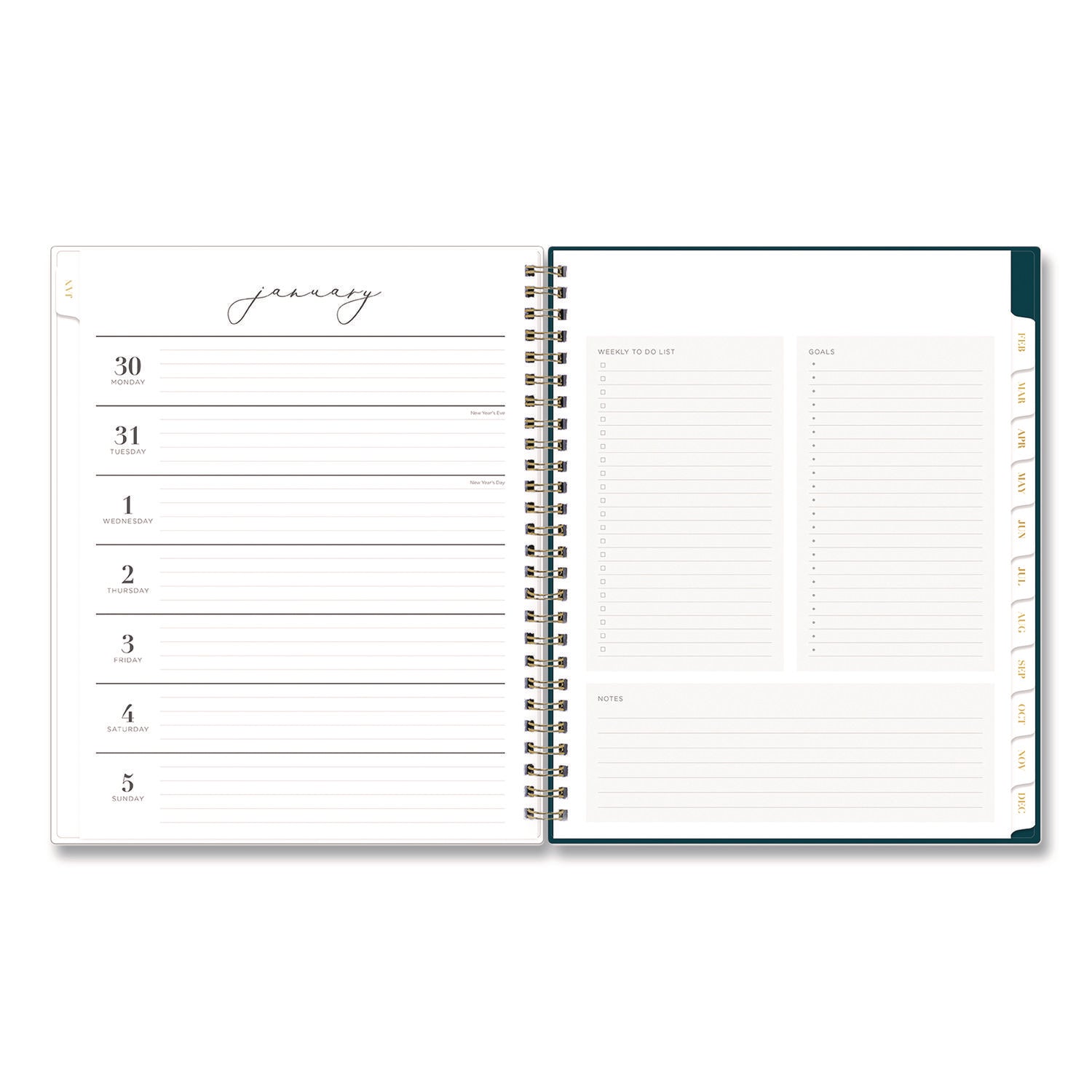 Blue Sky® Life Note-It Marina Weekly/Monthly Planner, Calm Waters Artwork, 9 x 7, Shades of Blue Cover, 12-Month (Jan to Dec): 2025