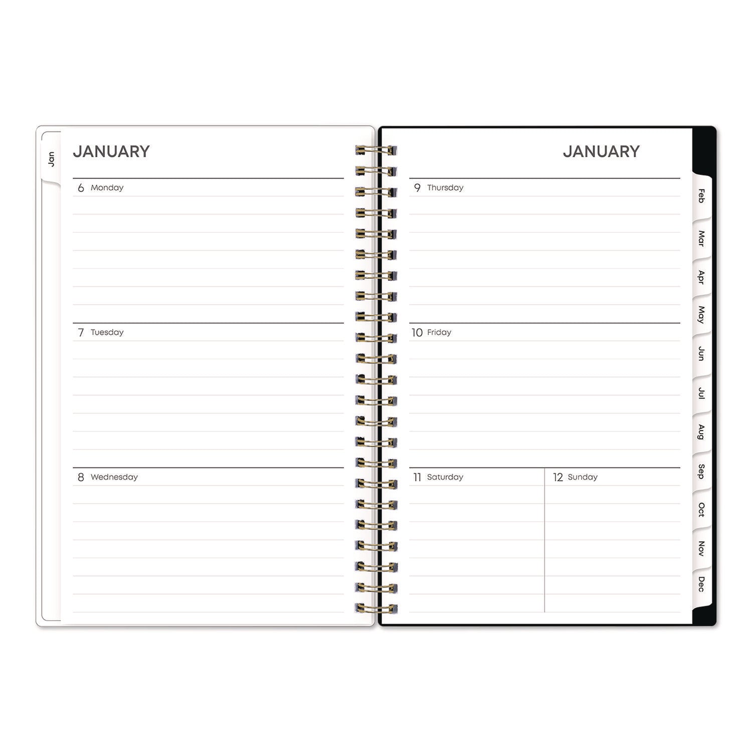 Blue Sky® Nevaeh Weekly/Monthly Planner, Wildflowers Artwork, 8 x 5, Multicolor/Black Cover, 12-Month (Jan to Dec): 2025