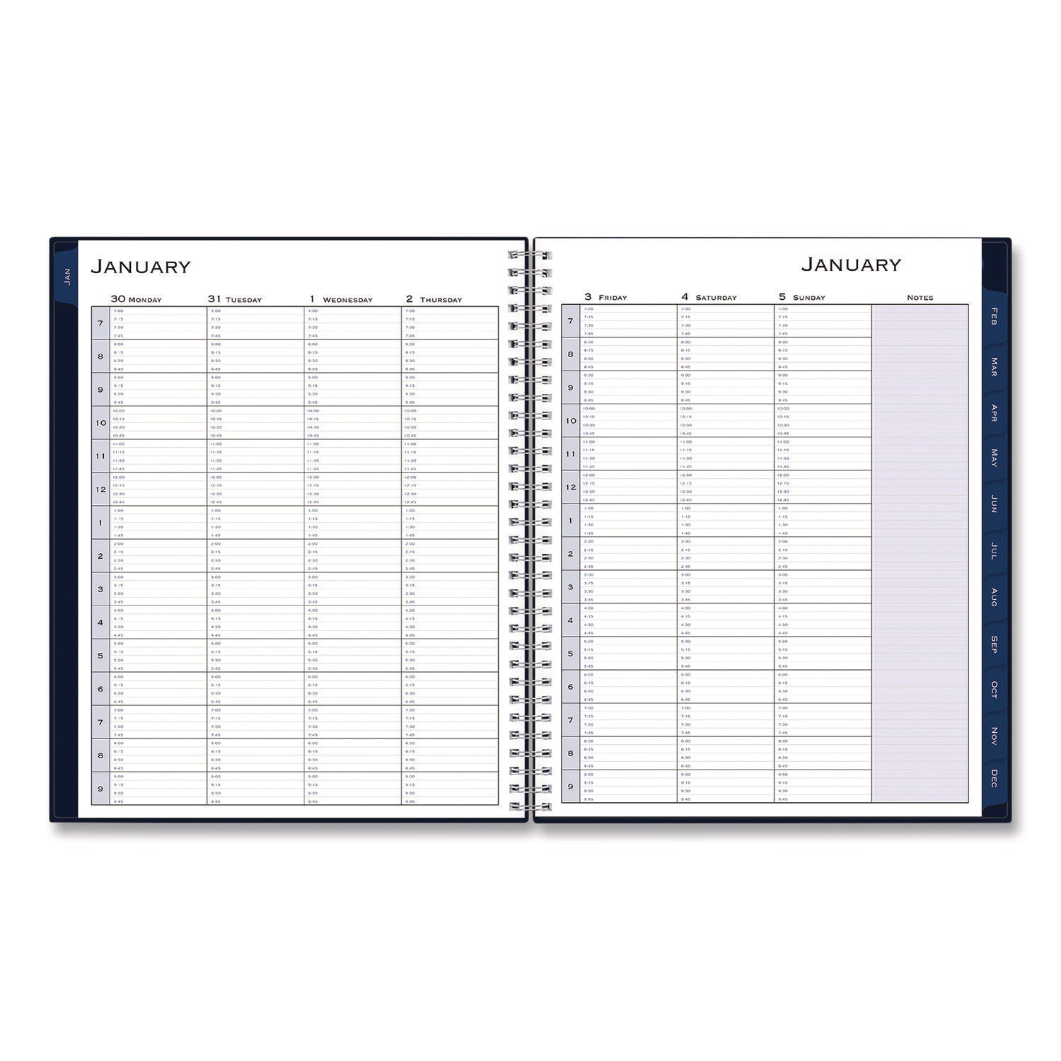 Blue Sky® Passages Weekly Appointment Book and Monthly Planner, 11 x 8.5, Navy Blue Cover, 12-Month (Jan to Dec): 2025