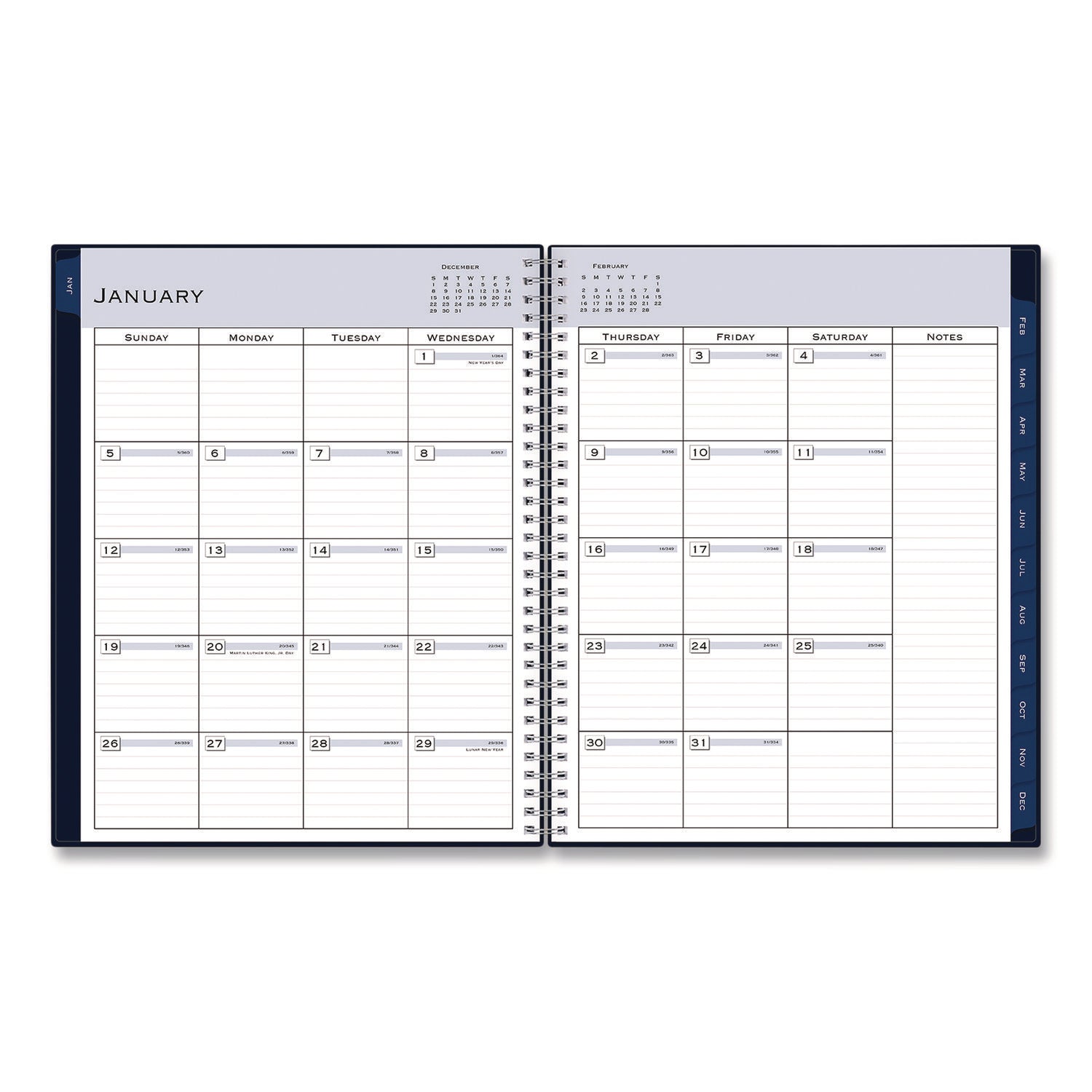 Blue Sky® Passages Weekly Appointment Book and Monthly Planner, 11 x 8.5, Navy Blue Cover, 12-Month (Jan to Dec): 2025