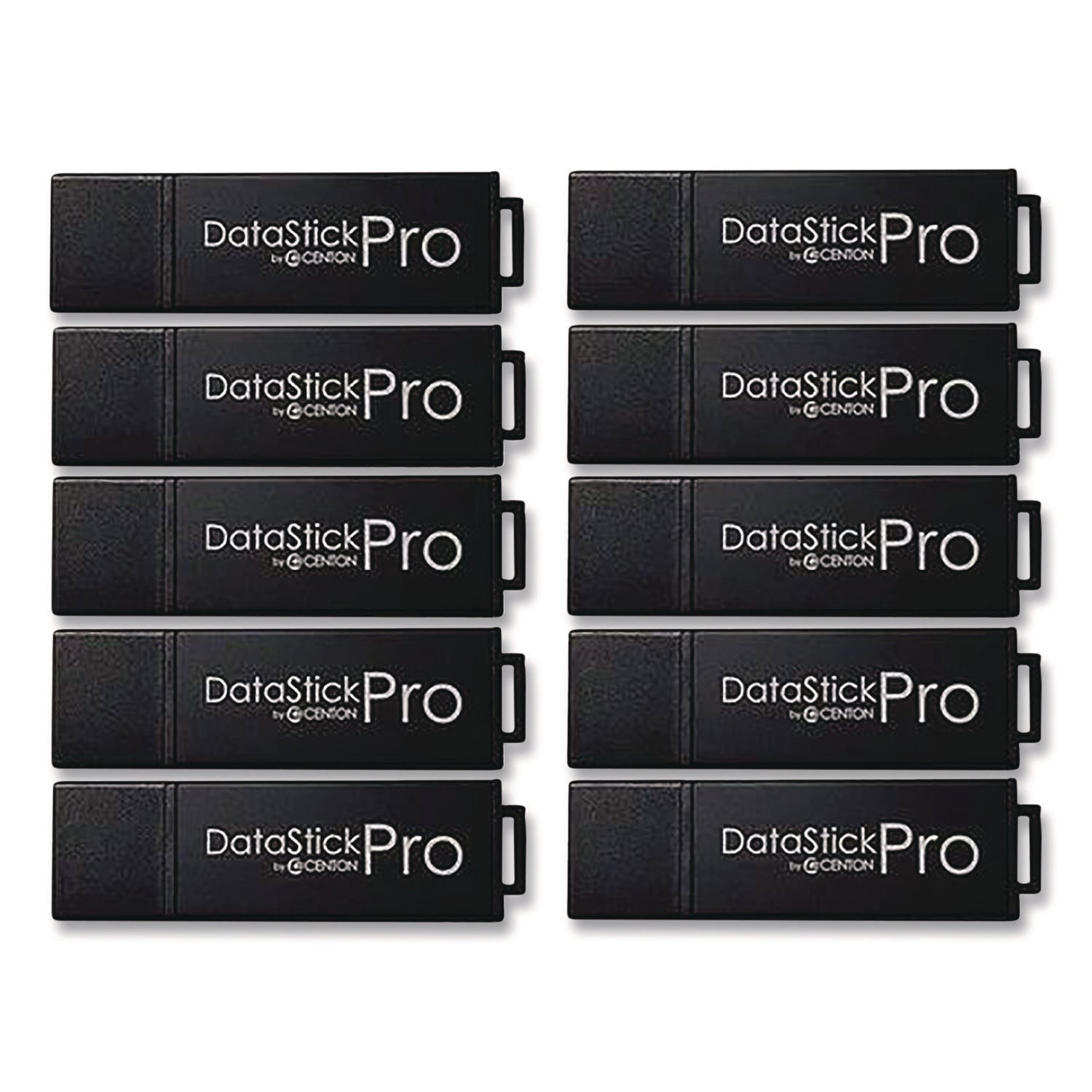 Centon DataStick Pro USB 3.2 Type A Flash Drive, 64 GB, Black, 10/Pack