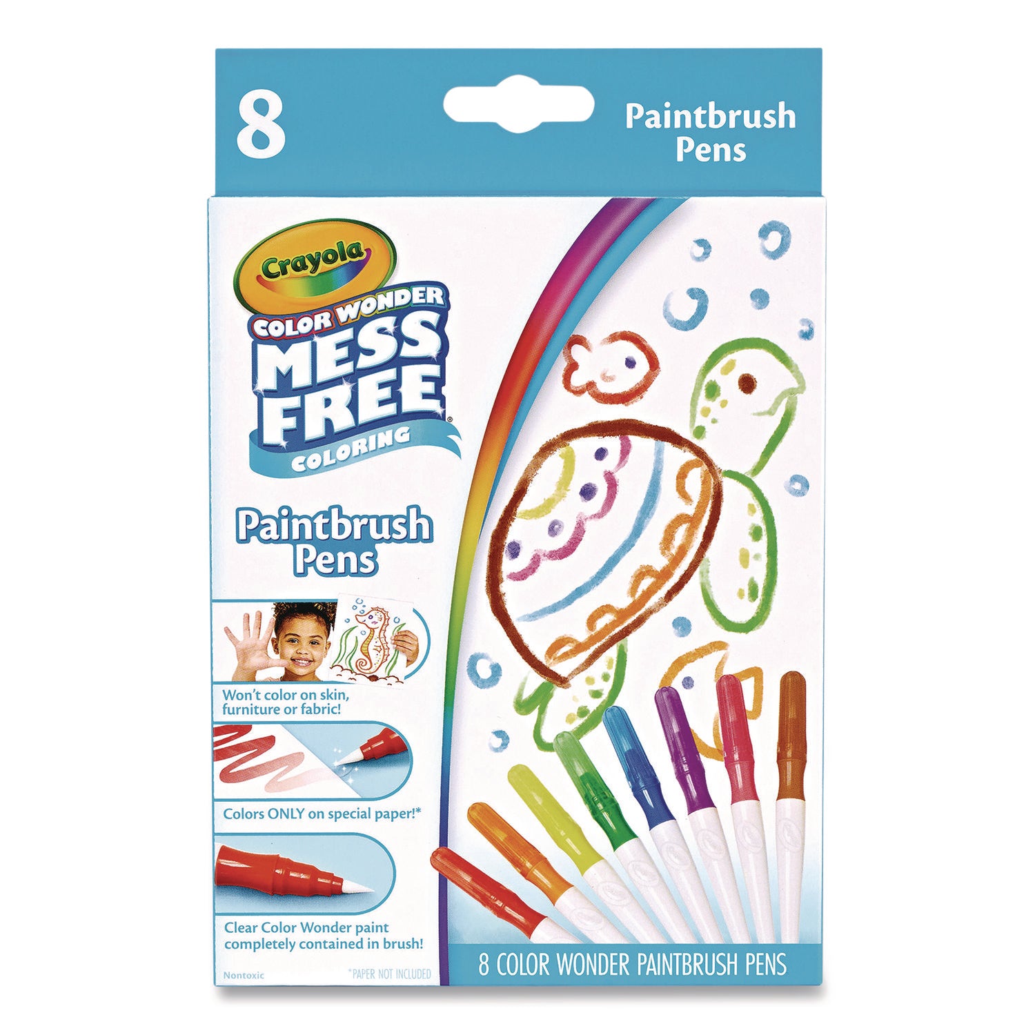 Crayola® Color Wonder Paintbrush Pens, Assorted Colors, 8/Pack