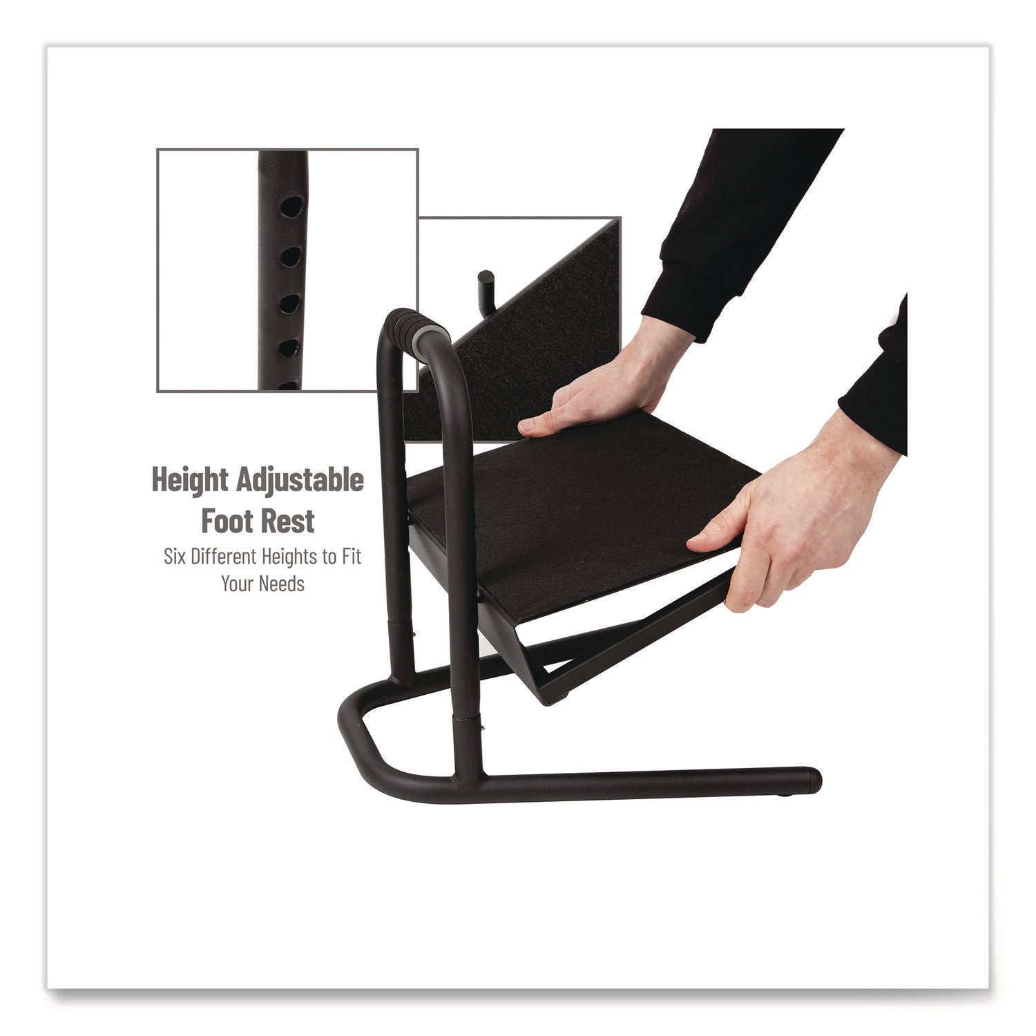 Mind Reader Adjustable Height Tilt Foot Rest, 14.25 x 15 d x 14.5 h, Black