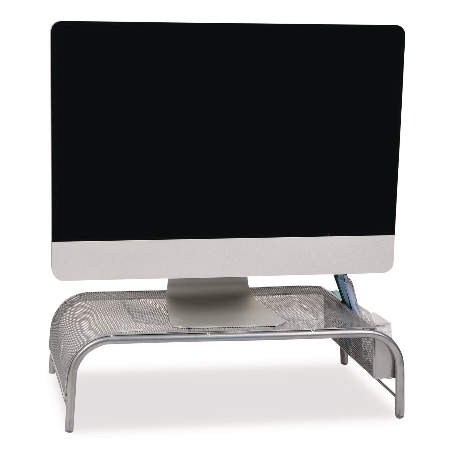 Mind Reader Metal Mesh Monitor Stand, For Up to 22" Monitors, 19" x 10.5" x 5.5", Silver, Supports 25 lb