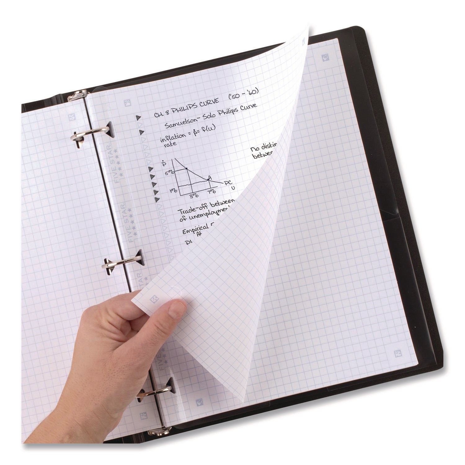 Five Star® Reinforced Filler Paper Plus Study App, 3-Hole, 8.5 x 11, Quadrille Rule, 80/Pack