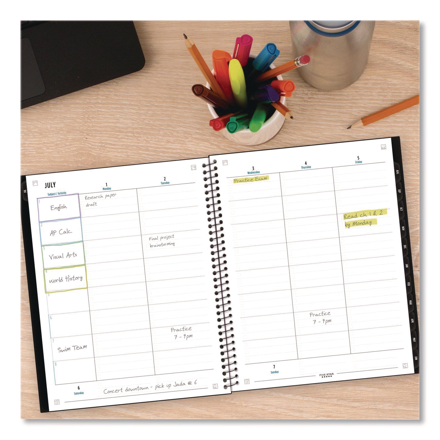 Five Star® Advance Academic Year Weekly/Monthly Planner, 11 x 8.5, Randomly Assorted Cover Color, 12-Month: July 2024 to June 2025