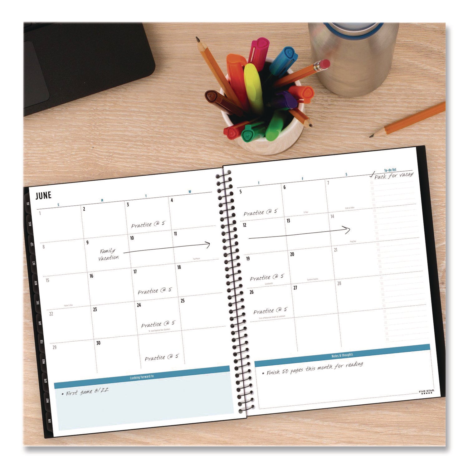 Five Star® Advance Academic Year Weekly/Monthly Planner, 11 x 8.5, Randomly Assorted Cover Color, 12-Month: July 2024 to June 2025