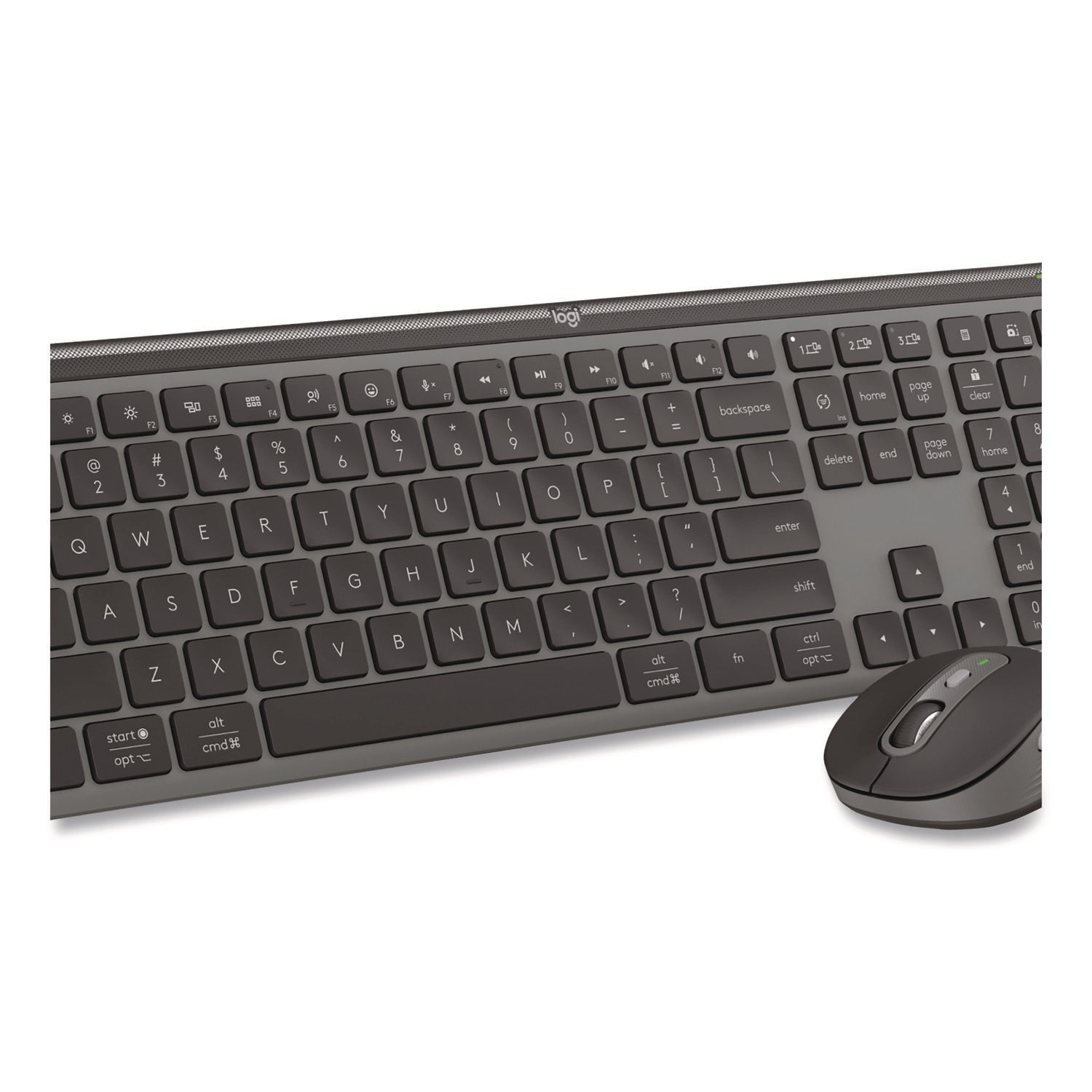 Logitech® Signature Slim MK955 Wireless Keyboard and Optical Mouse Combo, 2.4 GHz Frequency/33 ft Wireless Range, Graphite