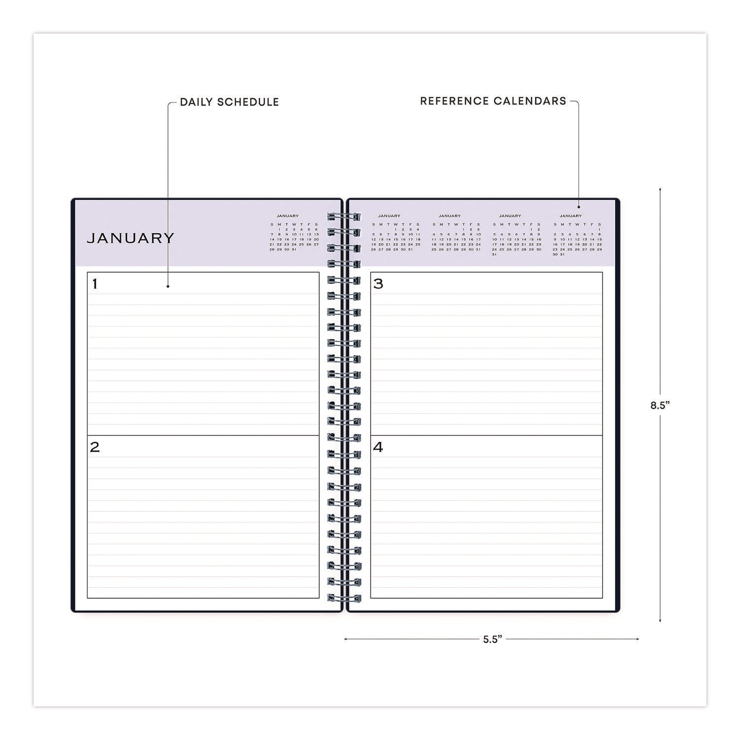 Blue Sky® Perpetual Daily Planner, 8.5 x 5.5, Blue Cover, 52 Weeks: Undated