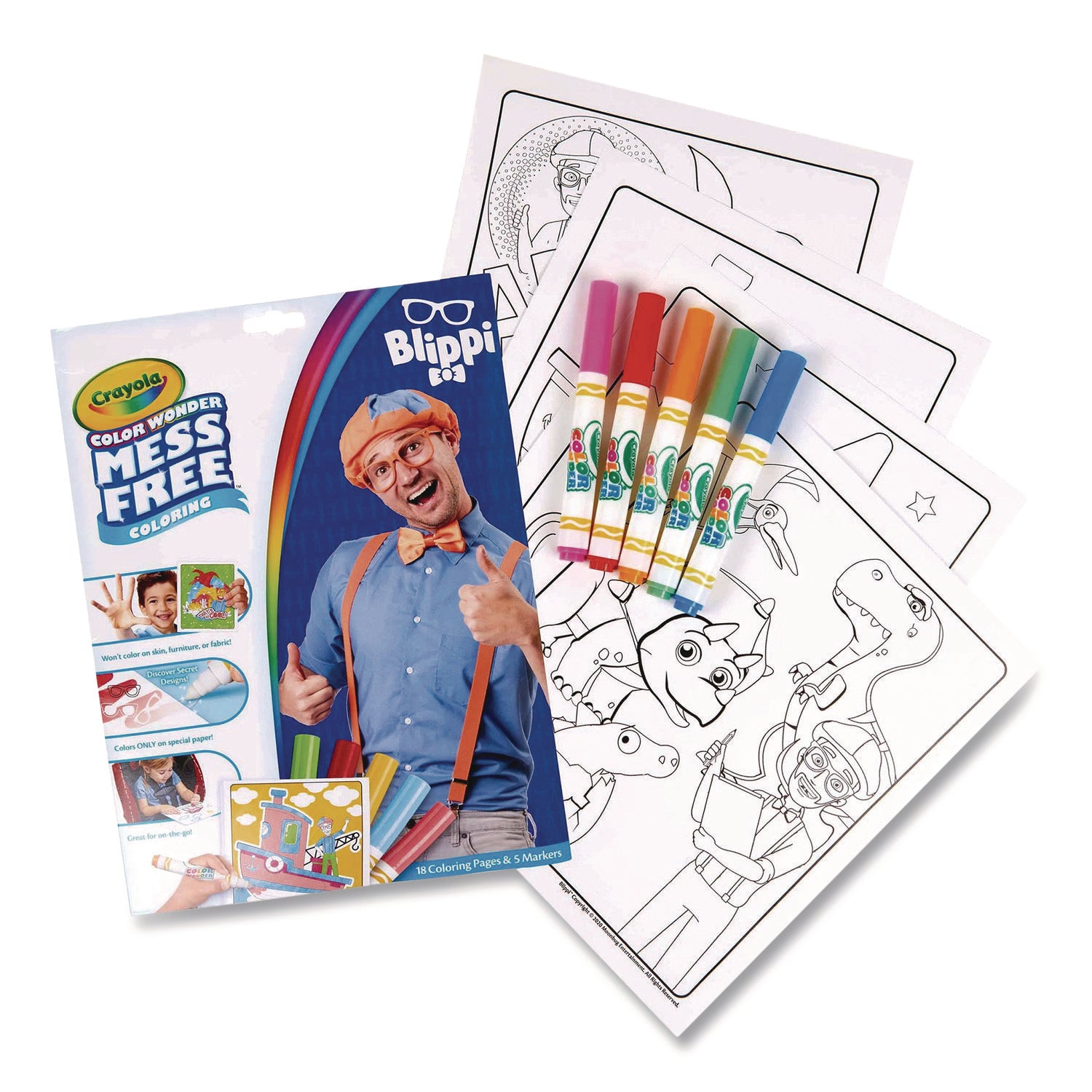 Crayola® Blippi Color Wonder Kit, (18) Coloring Pages, (5) Blippi's Collection Markers