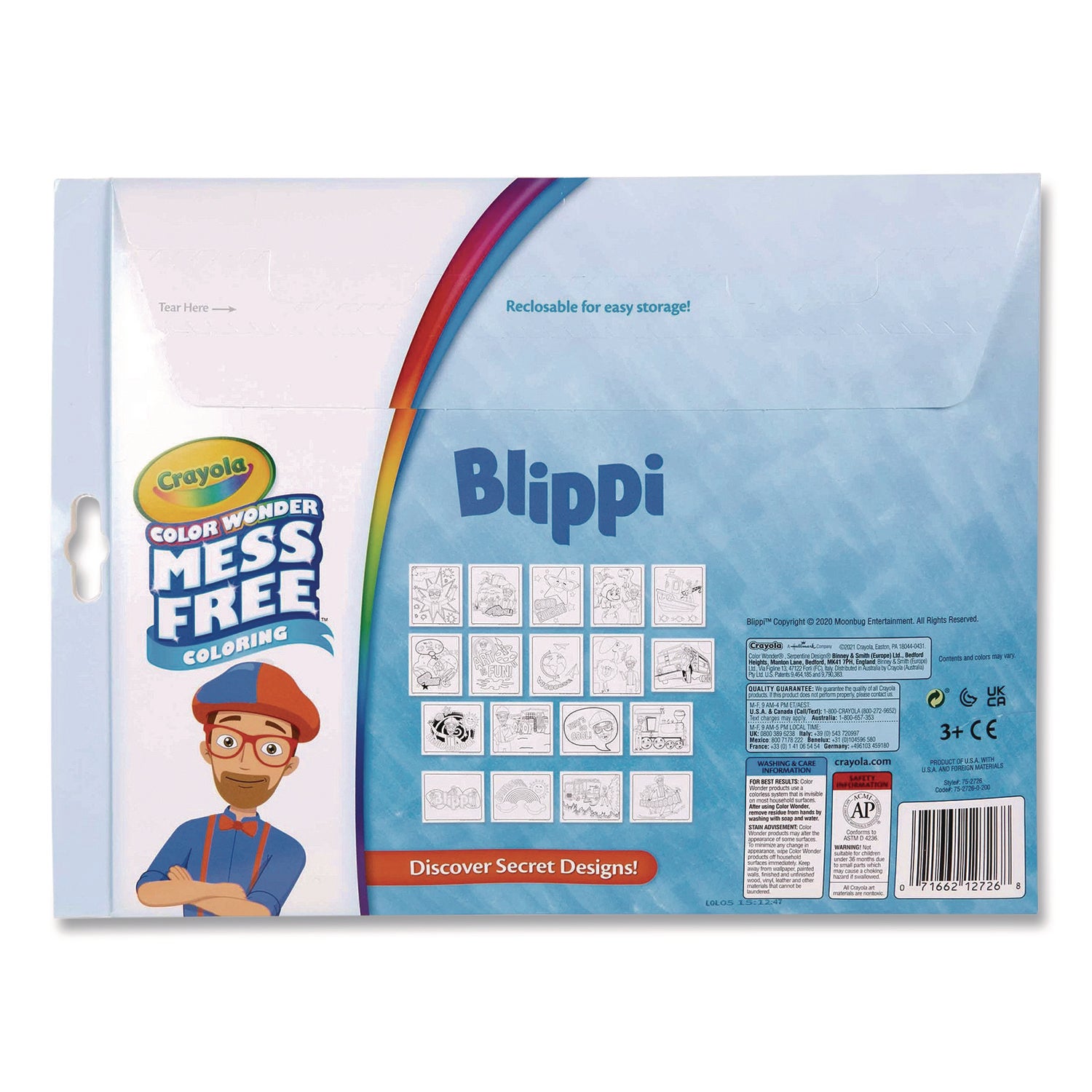 Crayola® Blippi Color Wonder Kit, (18) Coloring Pages, (5) Blippi's Collection Markers