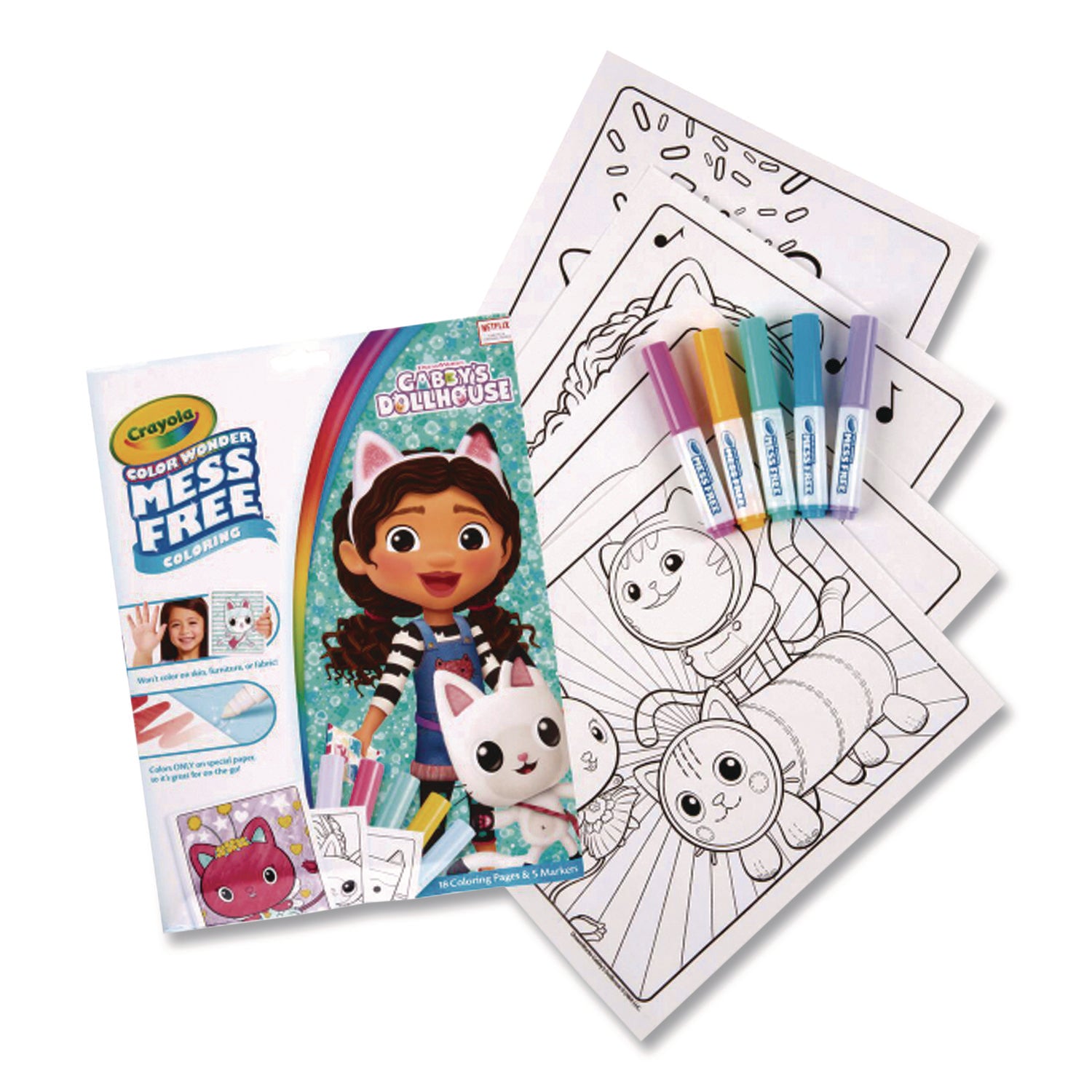 Crayola® Gabby's Dollhouse Color Wonder Kit, (18) Coloring Pages, (5) Gabby's Collection Markers