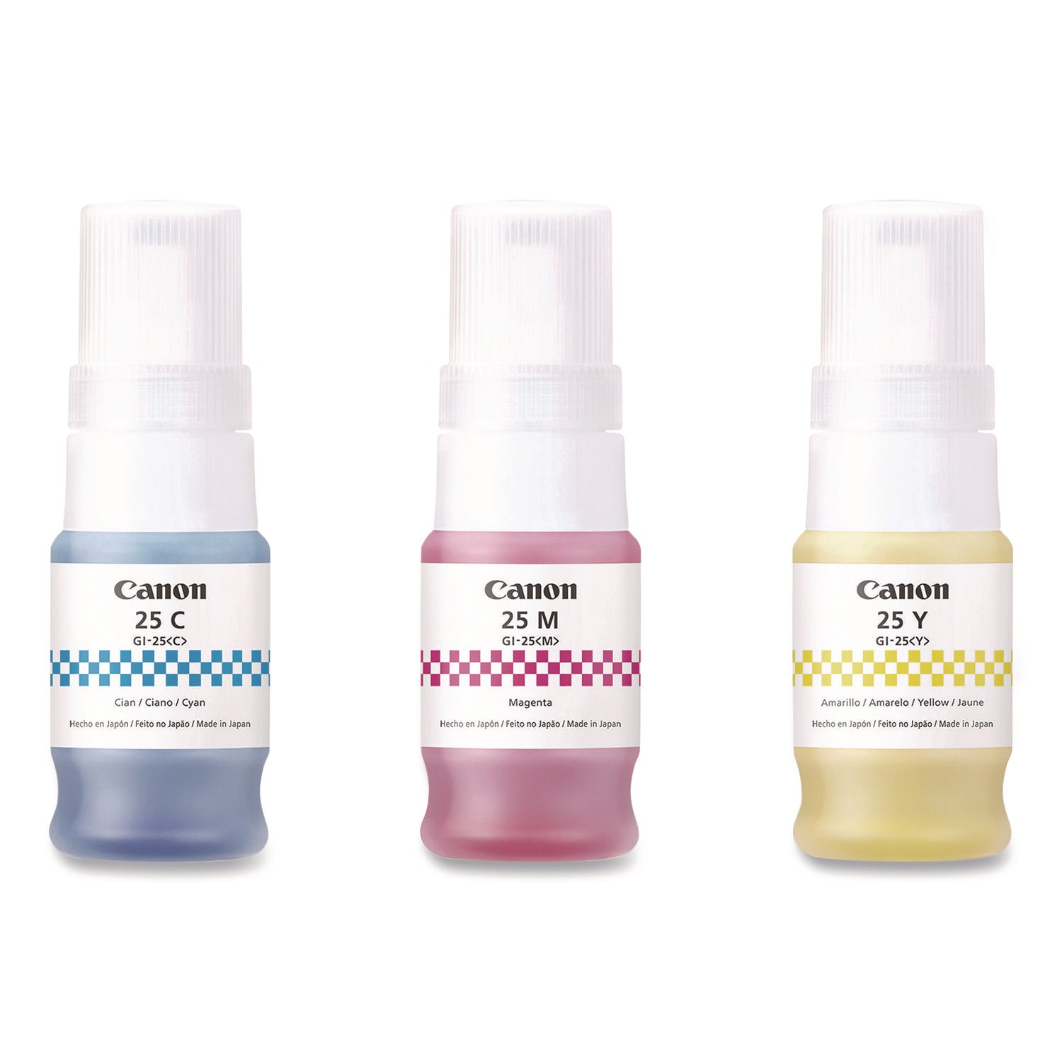 Canon® 6277C002 (GI-25) Ink Bottles, Cyan/Magenta/Yellow