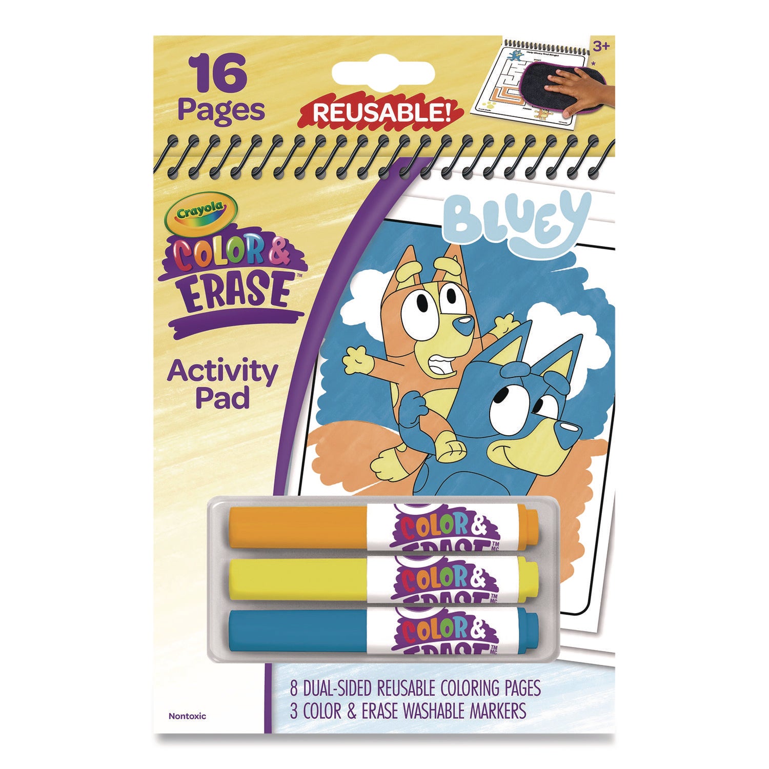 Crayola® Bluey Color and Erase Reusable Activity Pad, (16) Coloring Pages, (3) Bluey Collection Markers