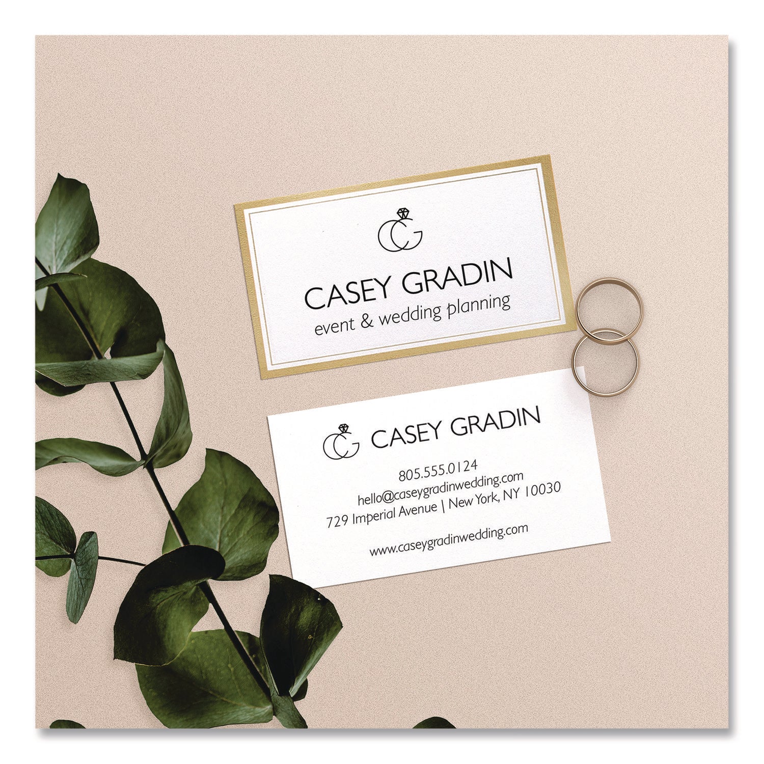 Avery® Business Cards with Metallic Gold Borders, Inkjet/Laser, 2 x 3.5, White, 100 Cards, 10 Cards/Sheet, 10 Sheets/Pack