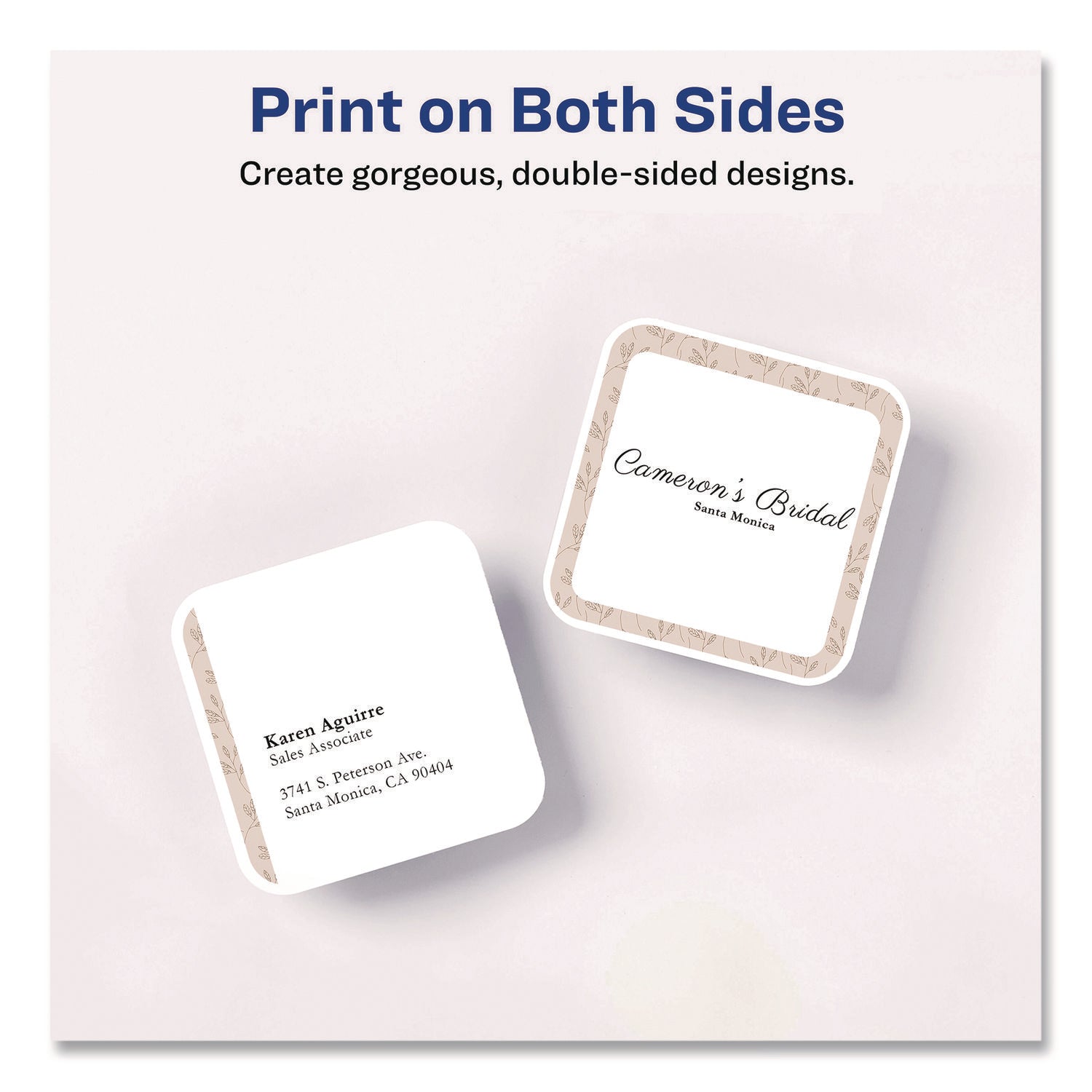 Avery® Clean Edge Square Cards, Inkjet, 2.5 x 2.5, 180 Cards, 9 Cards/Sheet, 20 Sheets/Pack