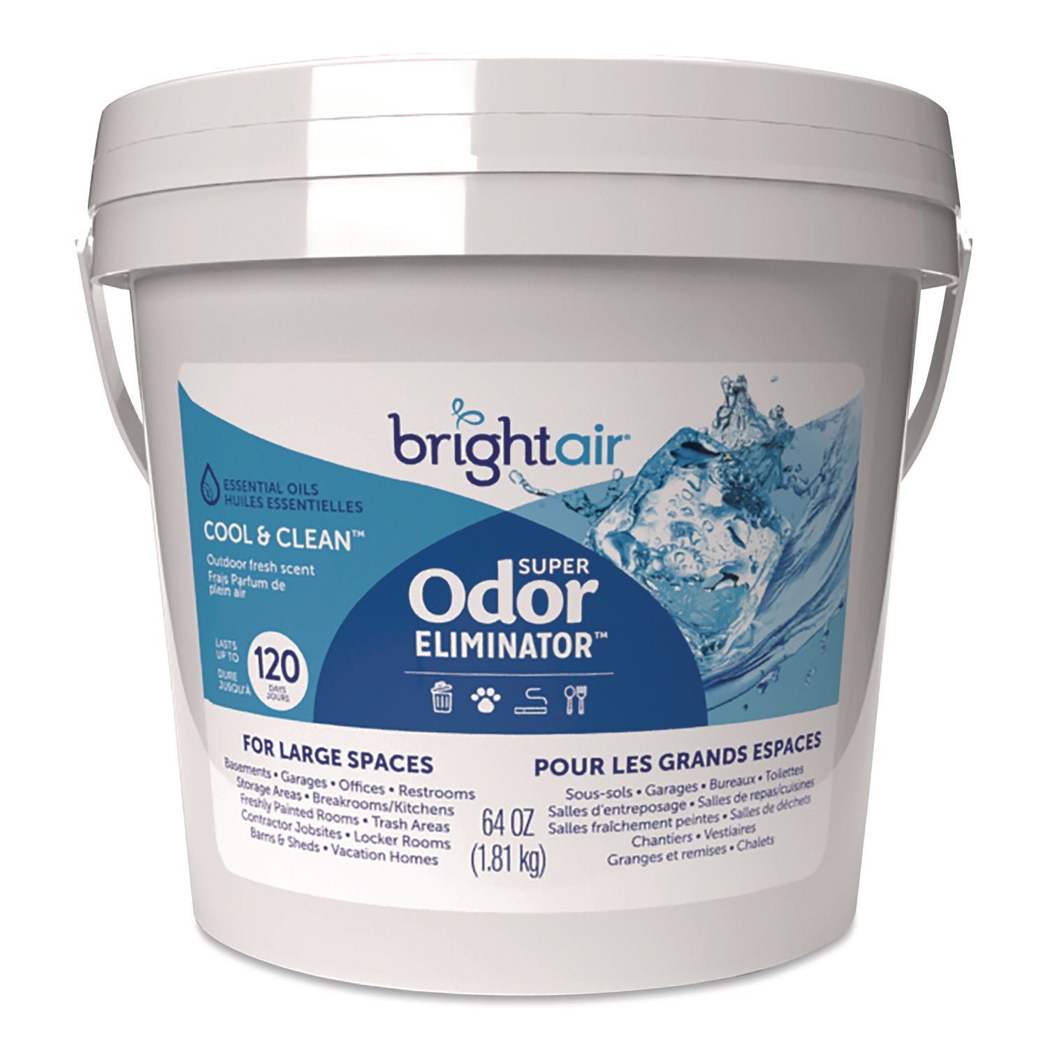 BRIGHT Air® Super Odor Eliminator Gel for Large Spaces, Cool and Clean, 64 oz Tub