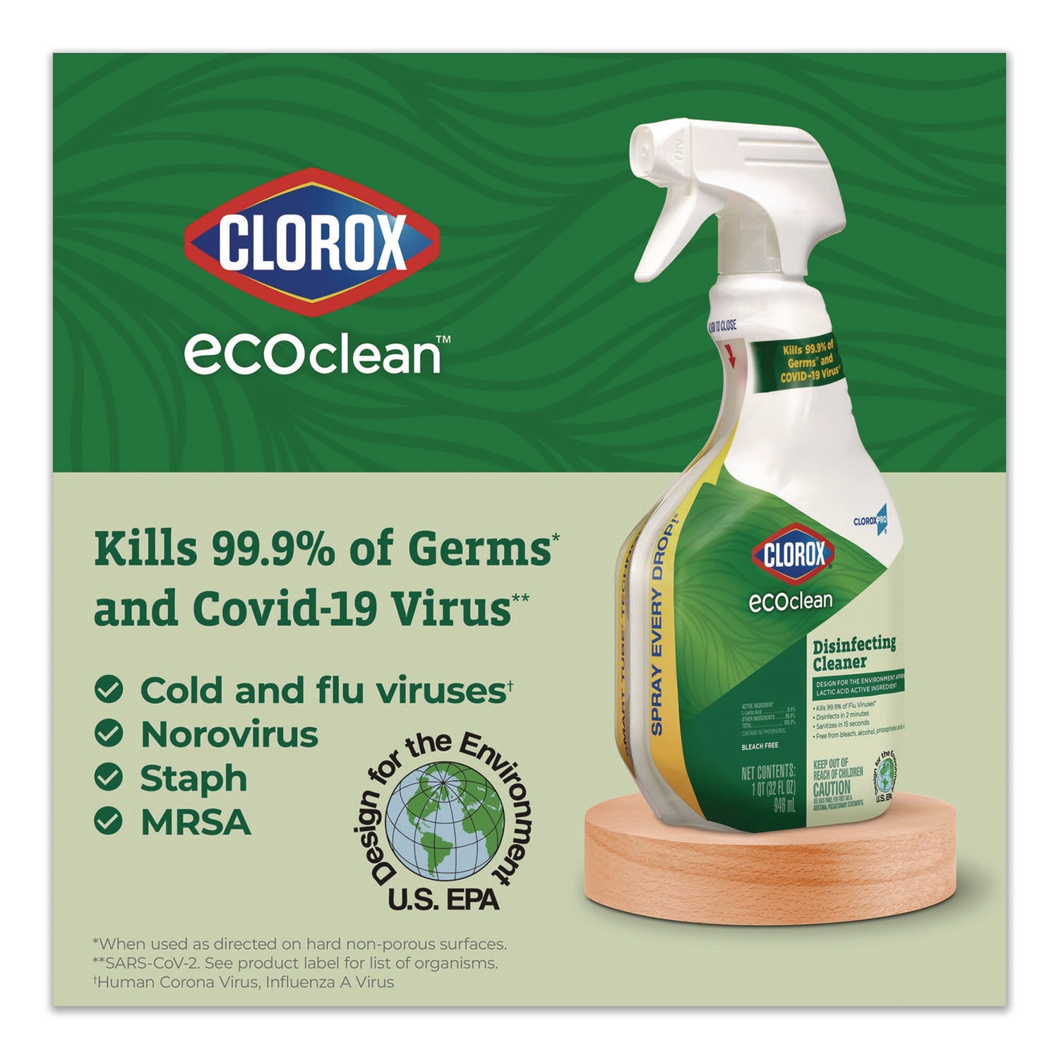 Clorox® Clorox Pro EcoClean Disinfecting Cleaner, Unscented, 32 oz Spray Bottle