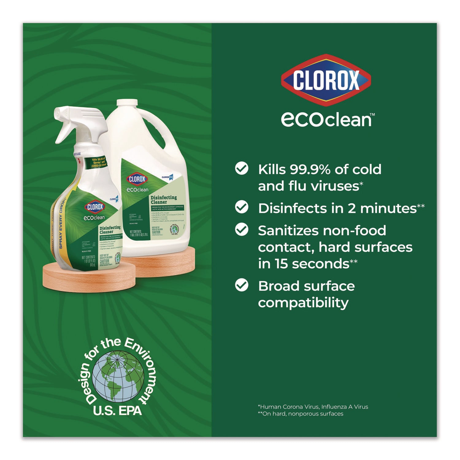 Clorox® Clorox Pro EcoClean Disinfecting Cleaner, Unscented, 32 oz Spray Bottle