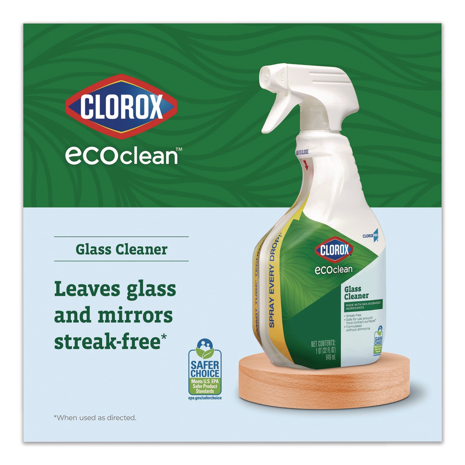 Clorox® Clorox Pro EcoClean Glass Cleaner, Unscented, 32 oz Spray Bottle