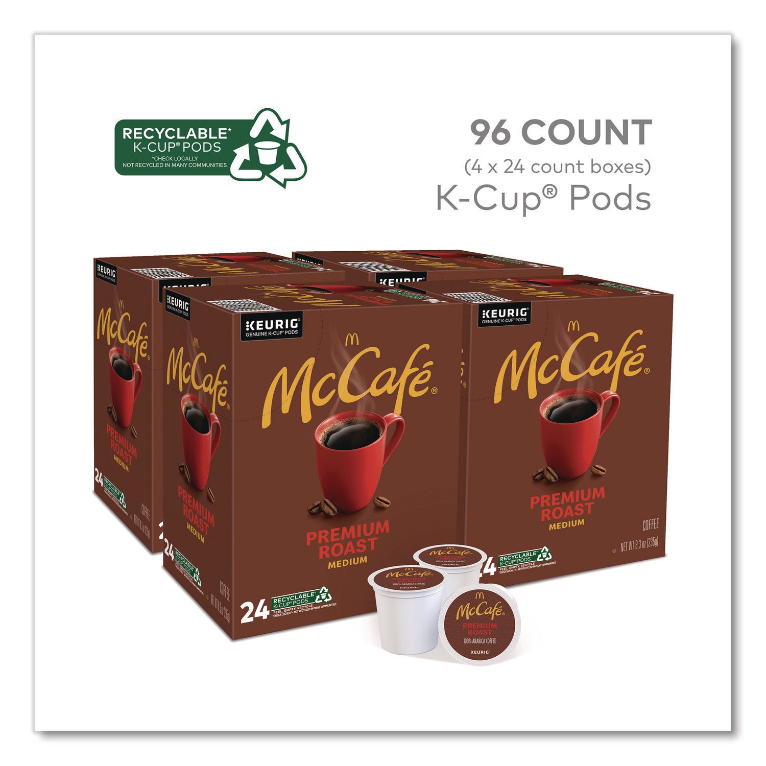 McCafe® Premium Roast K-Cup, 0.35 oz, 24/Box, 4 Boxes/Carton