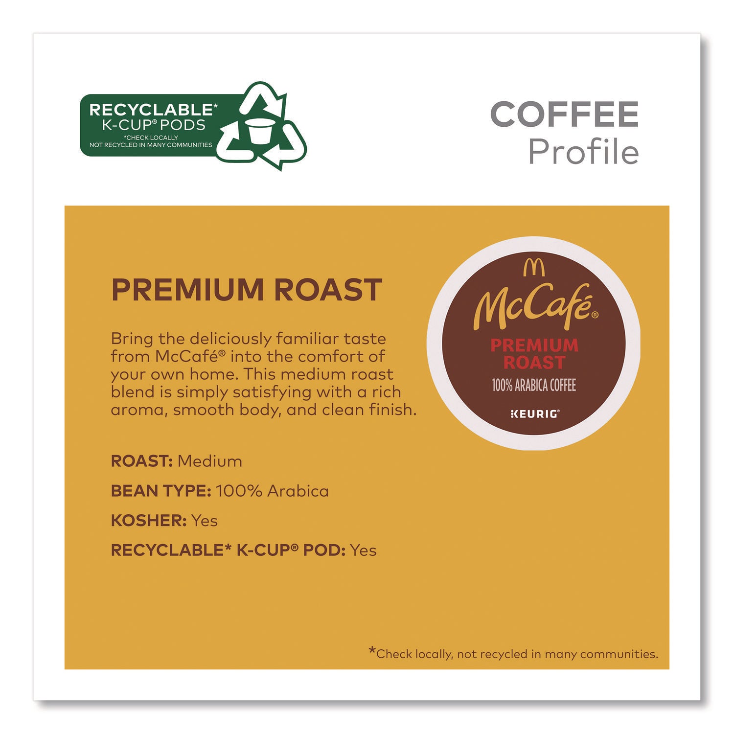 McCafe® Premium Roast K-Cup, 0.35 oz, 24/Box, 4 Boxes/Carton