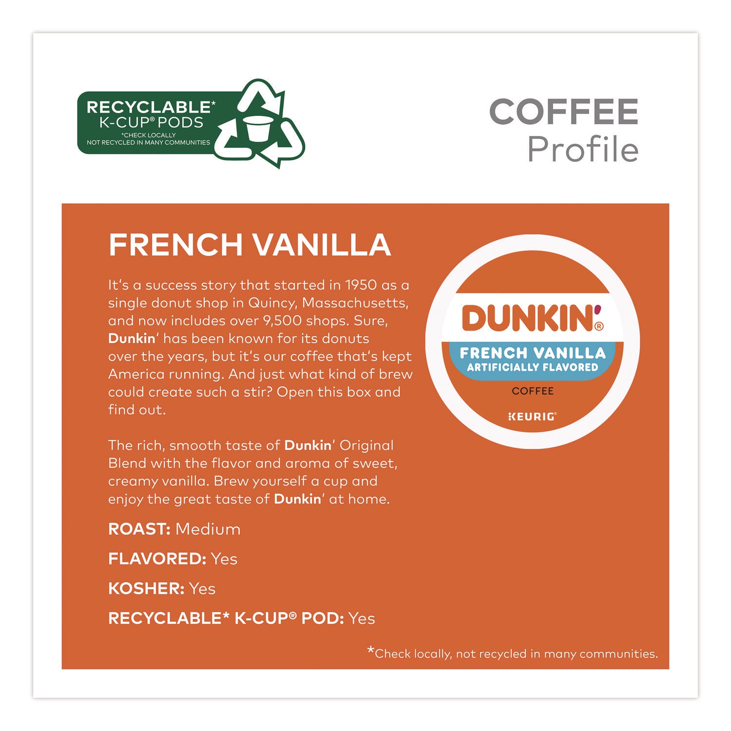 Green Mountain Coffee® French Vanilla Coffee K-Cup Pods, 0.37 oz, 22/Box, 4 Boxes/Carton