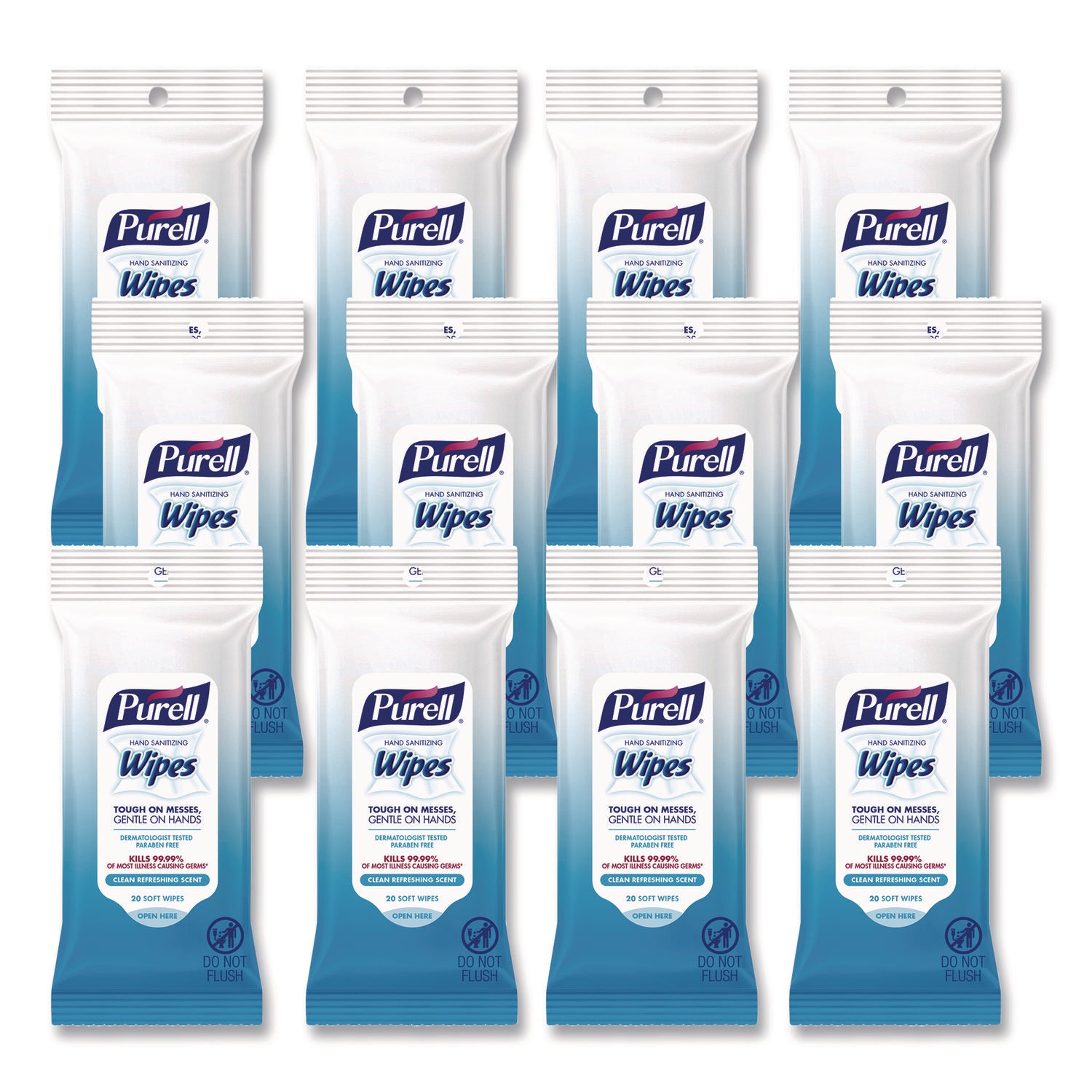 PURELL® Hand Sanitizing Wipes, Clean Refreshing Scent, White, 20 Wipes/Pack, 12 Packs/Carton