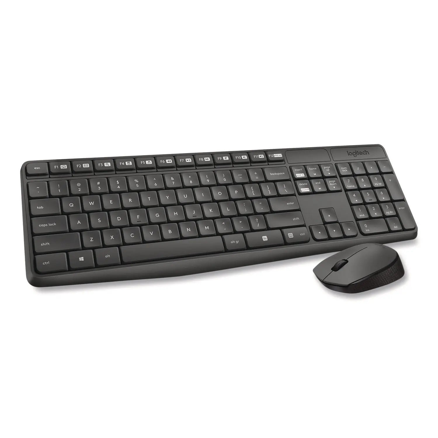 Logitech® MK235 Wireless Keyboard and Optical Mouse Combo, 2.4 GHz Frequency, 33 ft Wireless Range, Black Logitech® Flipcost