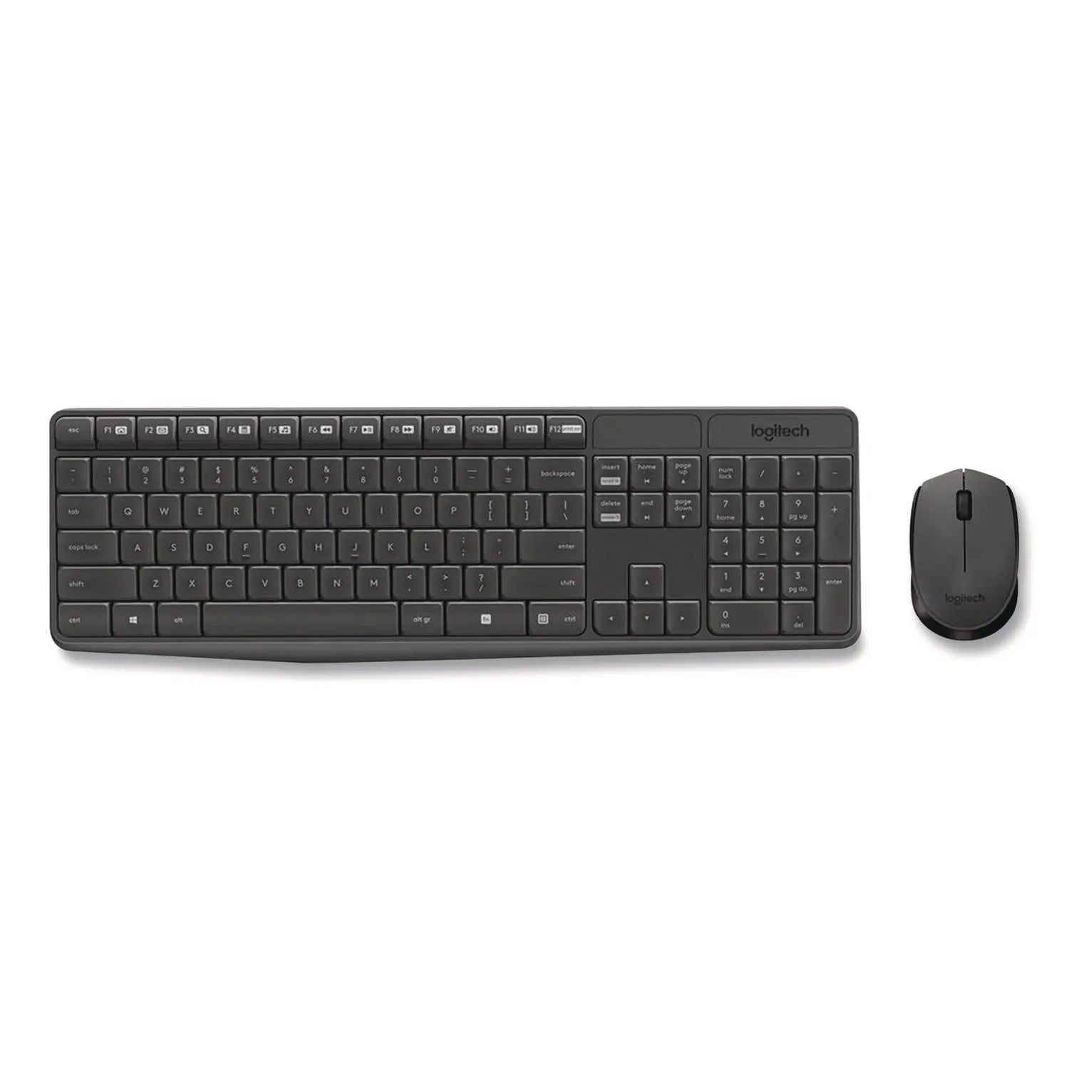 Logitech® MK235 Wireless Keyboard and Optical Mouse Combo, 2.4 GHz Frequency, 33 ft Wireless Range, Black Logitech® Flipcost