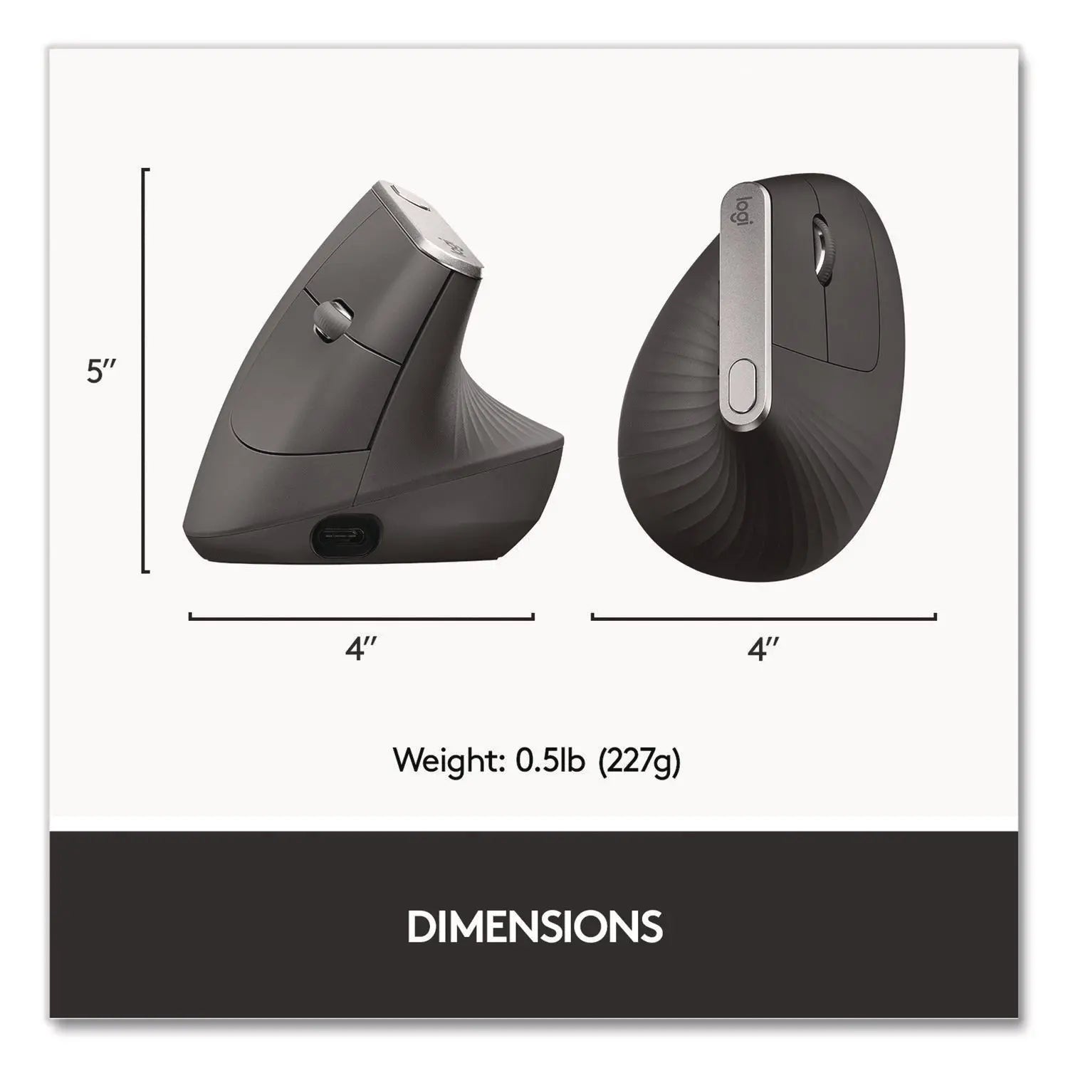 Logitech® MX Vertical Advanced Ergonomic Mouse, 2.4 GHz Frequency/33 ft Wireless Range, Left/Right Hand Use, Graphite Logitech® Flipcost