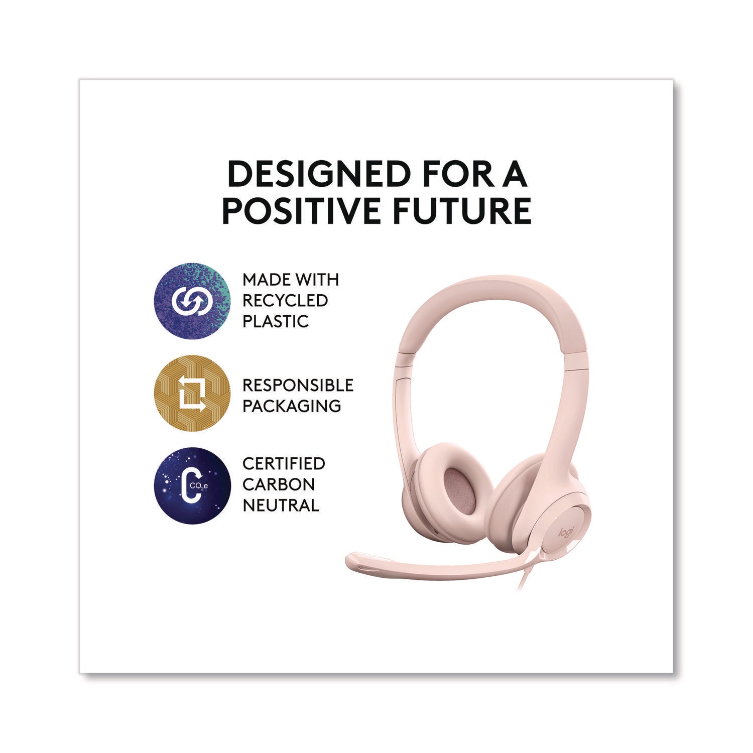 Logitech® H390 Binaural Over The Head Headset, Rose