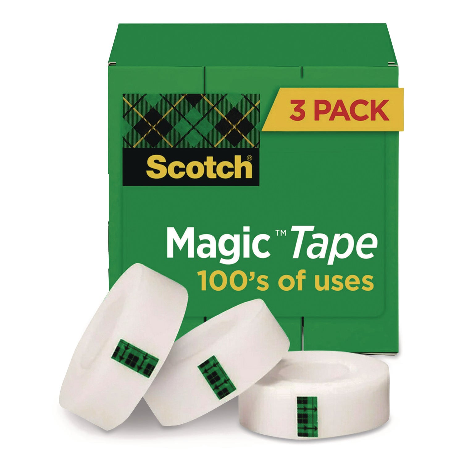 Scotch® Magic Tape Refill, 1" Core, 0.75" x 22.2 yds, Clear, 3/Pack