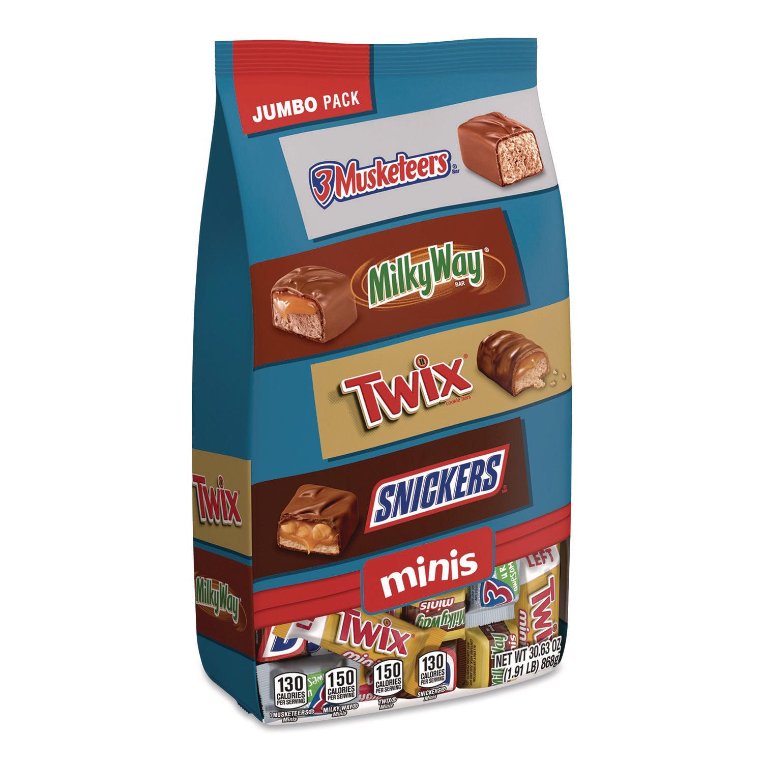 MARS Minis Variety Jumbo Pack, Assorted, 30.63 oz Bag