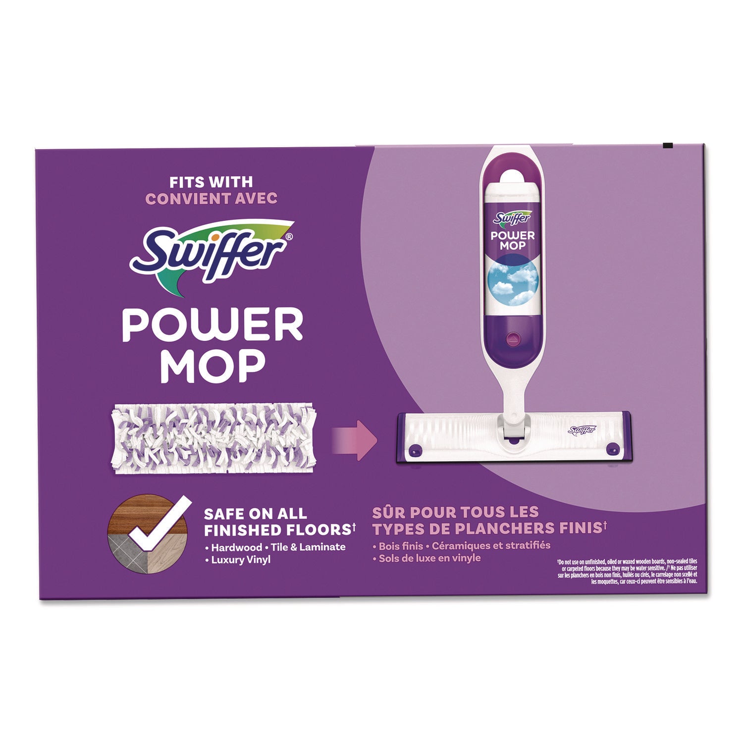 Swiffer® PowerMop Mopping Pads, 15.4 x 5.3, White/Purple, 8/Pack